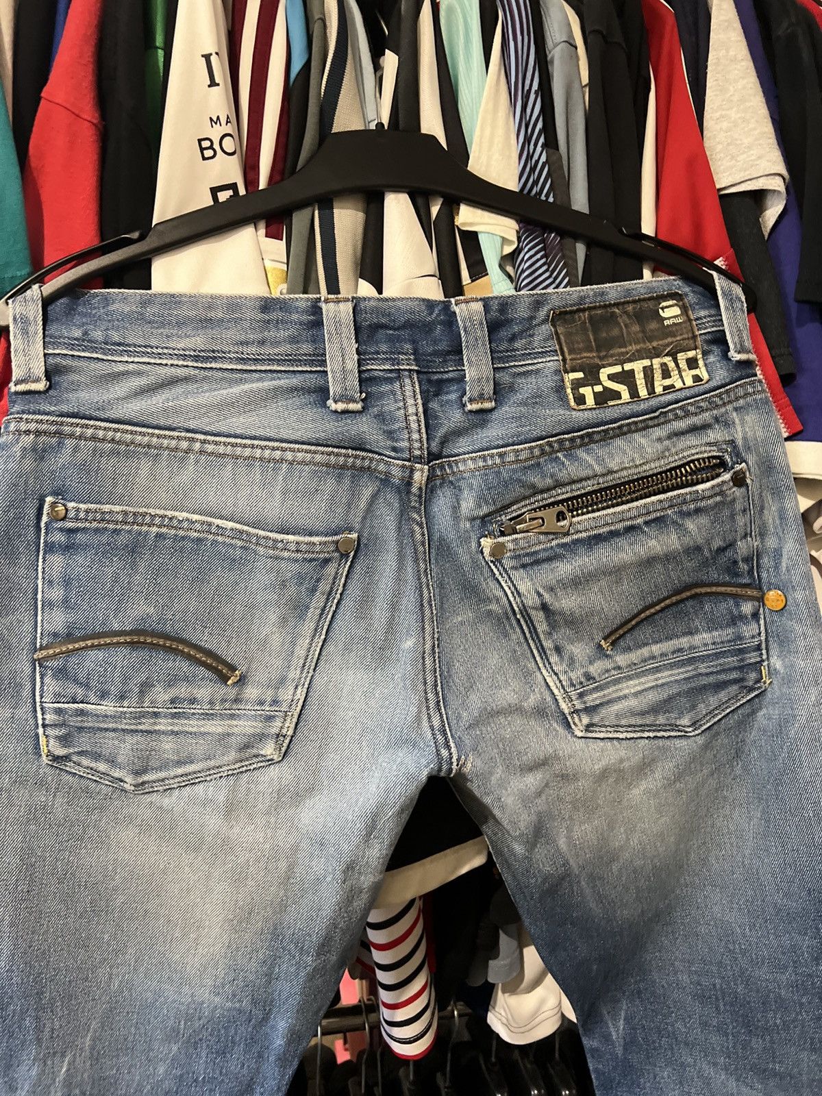 G-Star VINTAGE G-STAR RAW ATTAC BLUE ZIP 96 LOGO STRAIGHT FIT JEANS Size US 32 / EU 48 - 5 Thumbnail