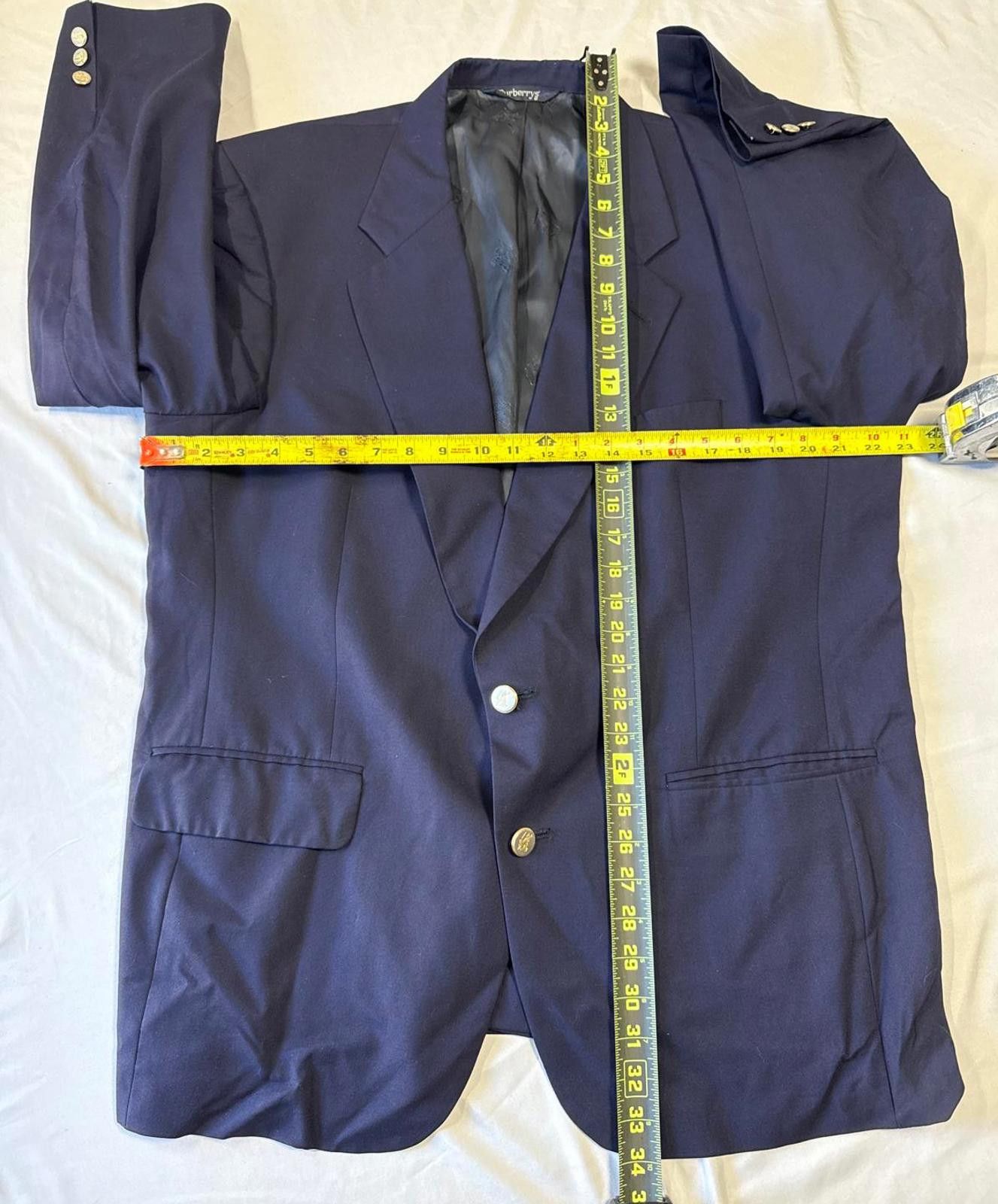 Burberry Burberry Mens Navy Blue Suit Jacket Blazer wool Size 40R - 4 Thumbnail
