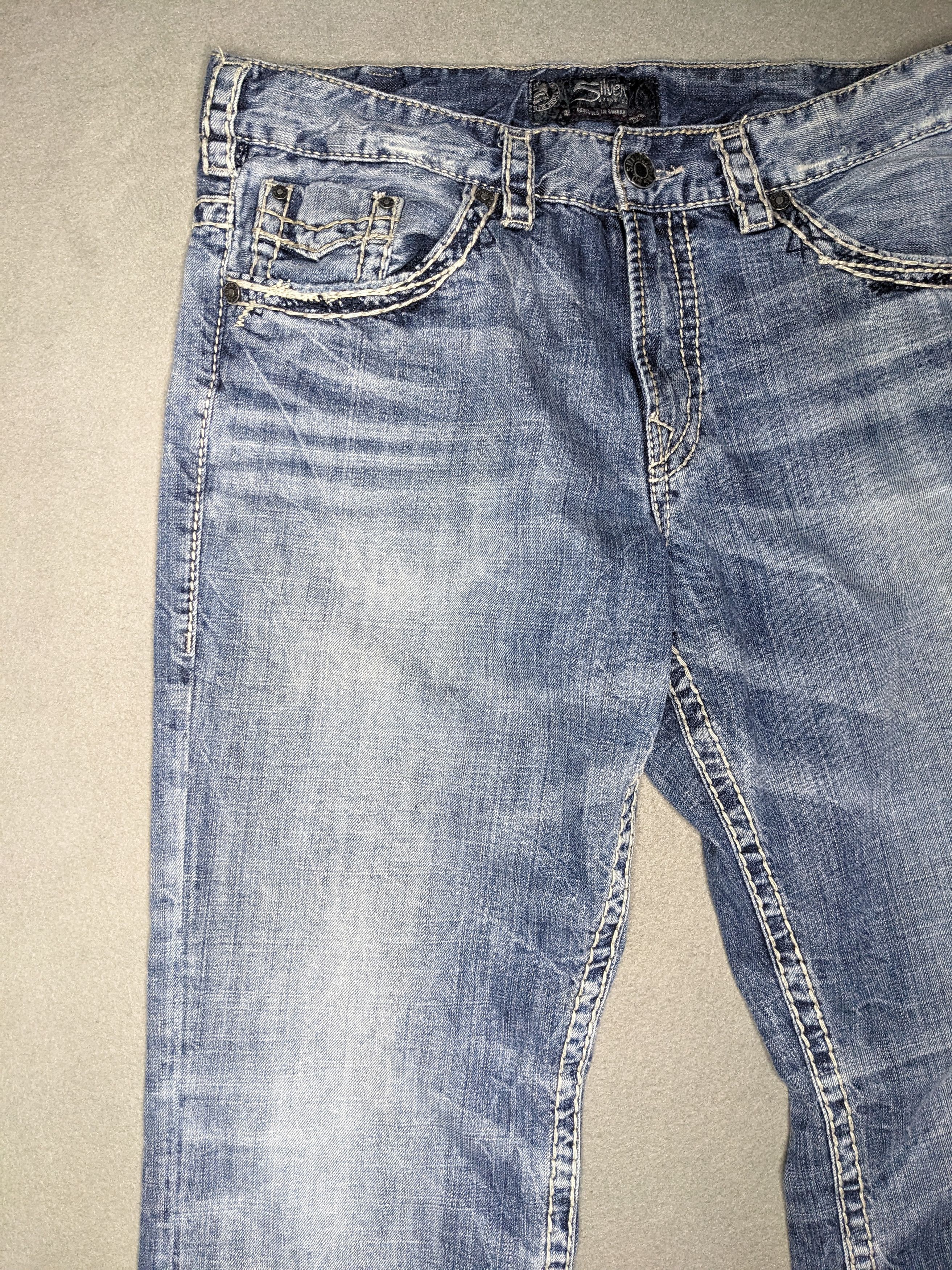 Silver Jeans Co. VTG Silver Jeans 35x33 Grodie Flap Thick Stitch Denim Y2K Size US 35 - 6 Thumbnail