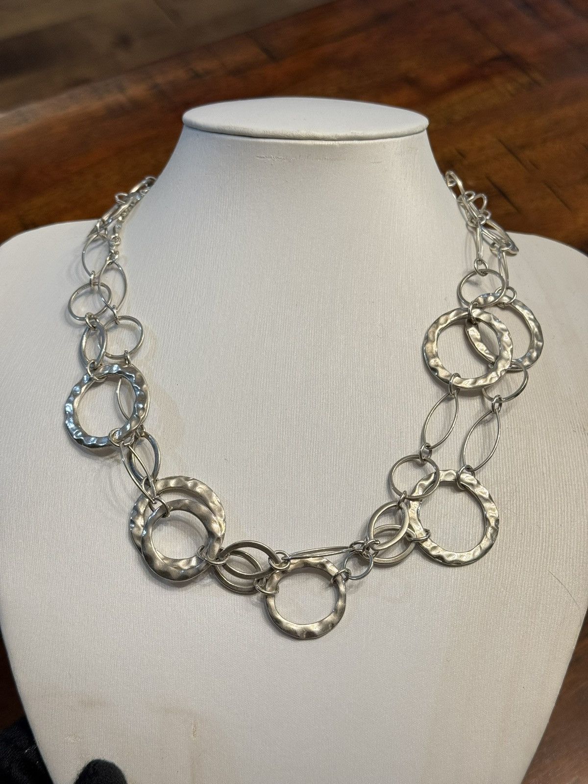 Jewelry Vintage Handmade Hammered Hoop Long Necklace Size ONE SIZE - 4 Thumbnail