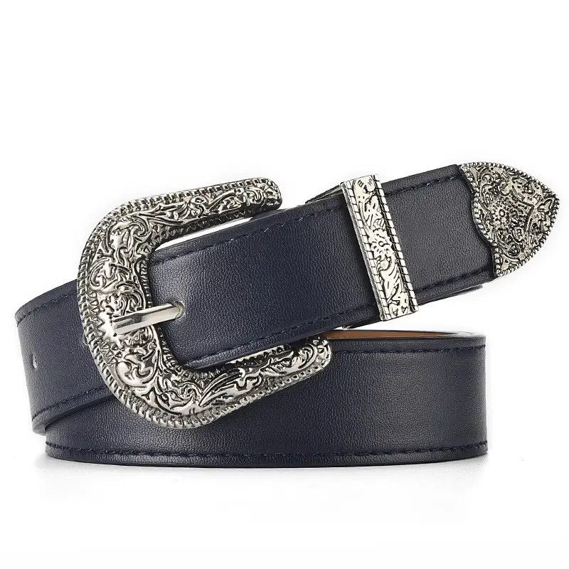 Vintage 105cm New Carve Hip Hop Rock Style Buckle PU Leather Belt Size ONE SIZE - 1 Thumbnail