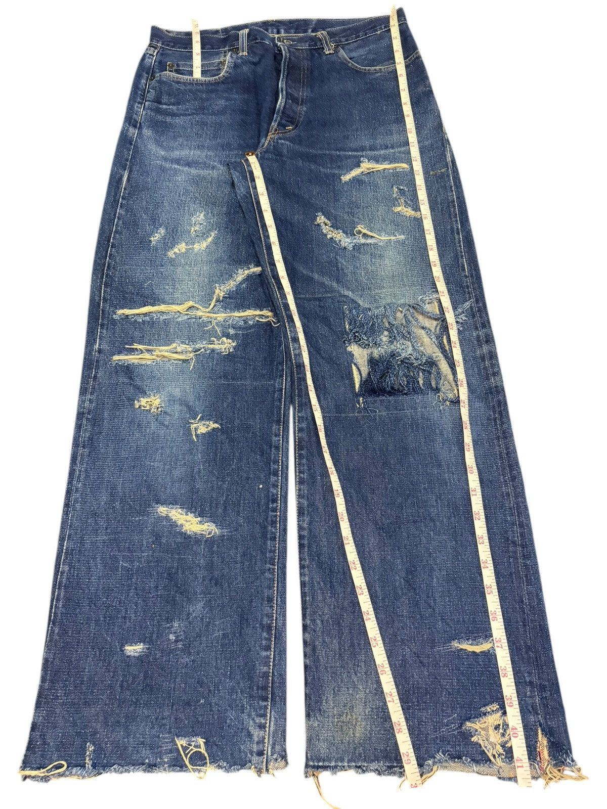 Blue Blue Japan Vintage Blue Blue Hr Market Patch Selvedge Baggy Jeans Size US 31 - 7 Thumbnail