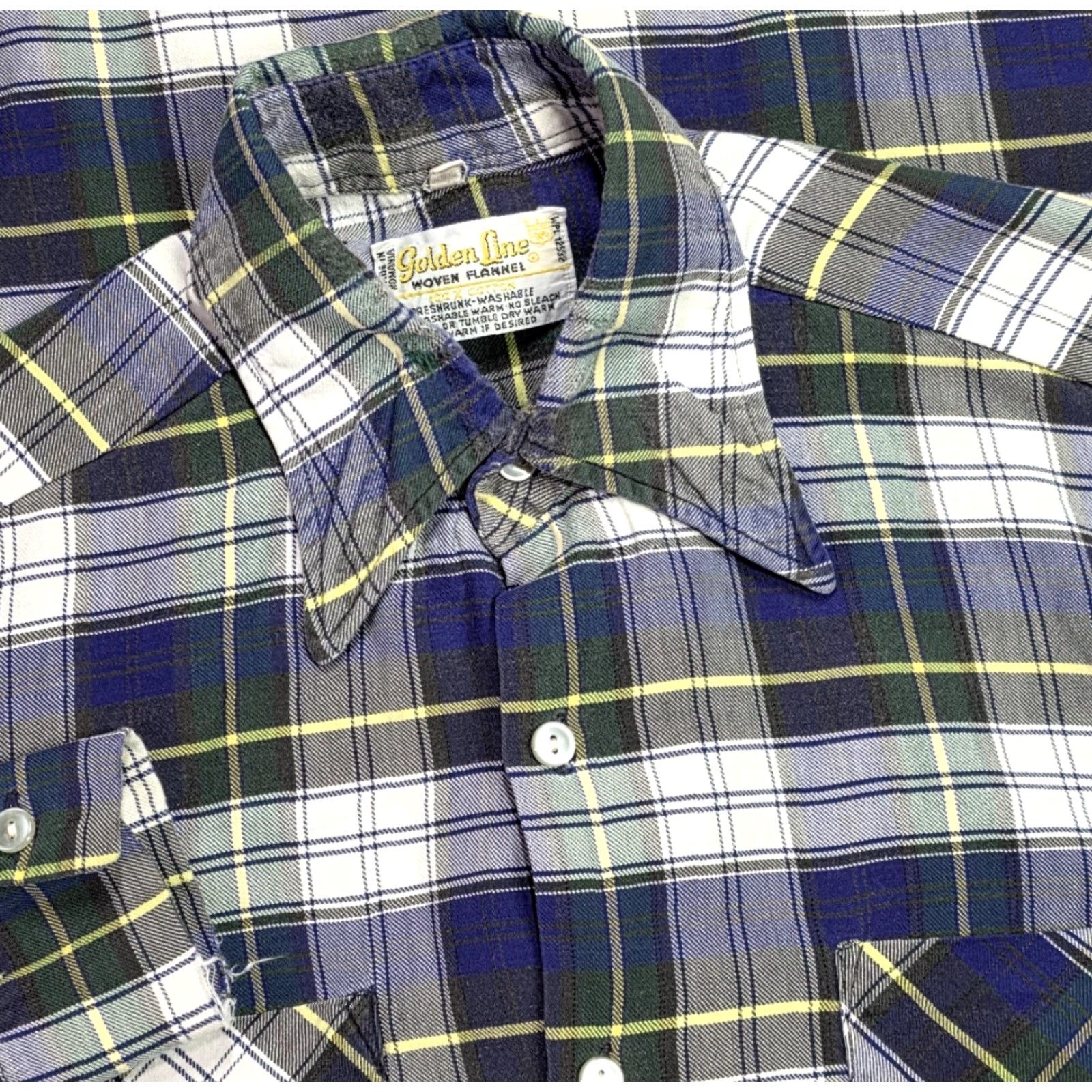 Vintage VINTAGE Golden Line Dagger Point Collar Cotton Flannel Plaid Long Sleeve Shirt M Size US M / EU 48-50 / 2 - 2 Thumbnail