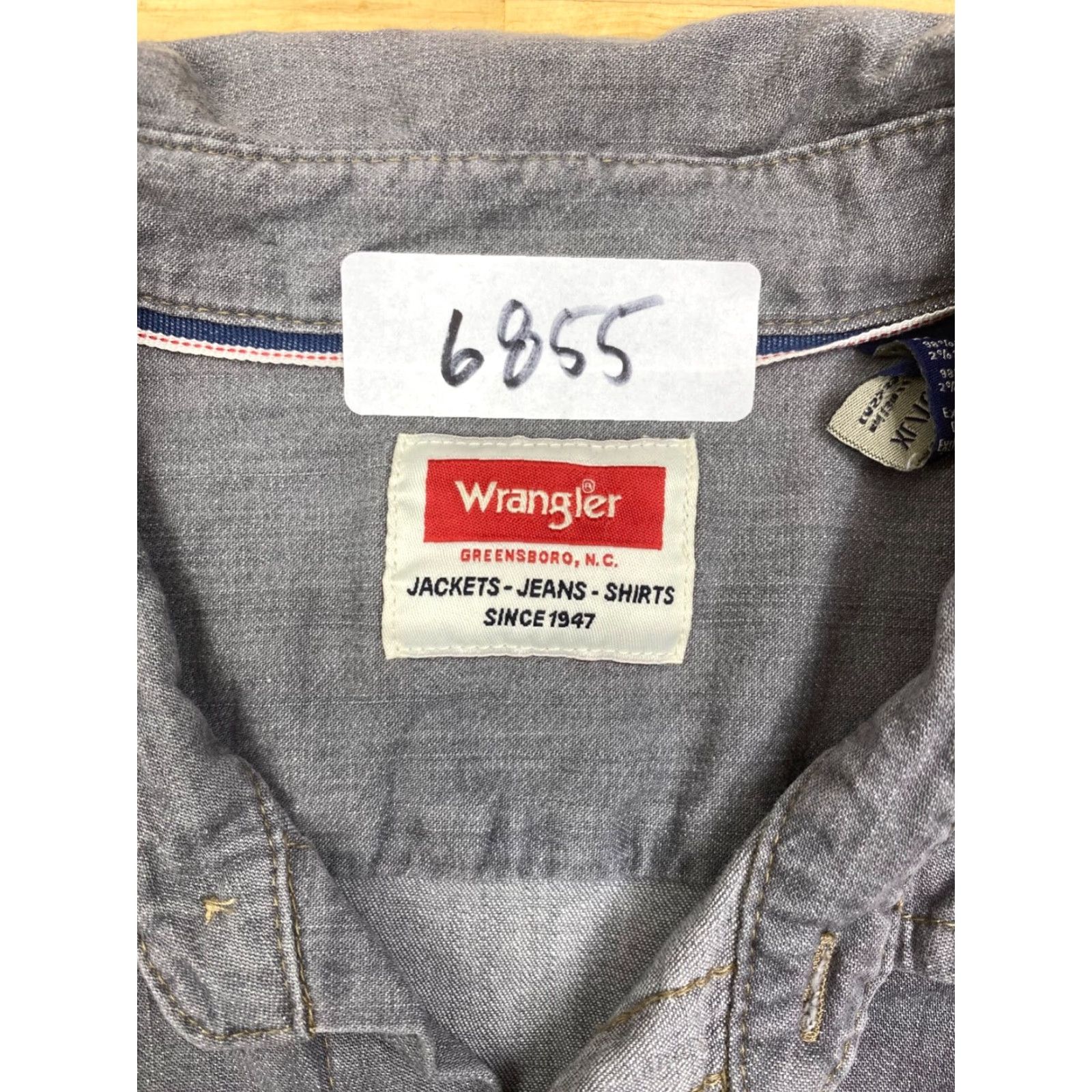 Wrangler Wrangler Button-Up Shirt Pearl Snap XL Gray Long Sleeve Pockets #6855 Size US XL / EU 56 / 4 - 2 Thumbnail