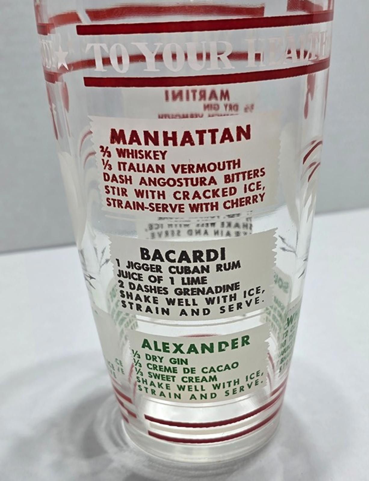 Other Vintage 1940/1950s: Hazel Atlas: Cocktail Recipe Shaker Size ONE SIZE - 2 Thumbnail