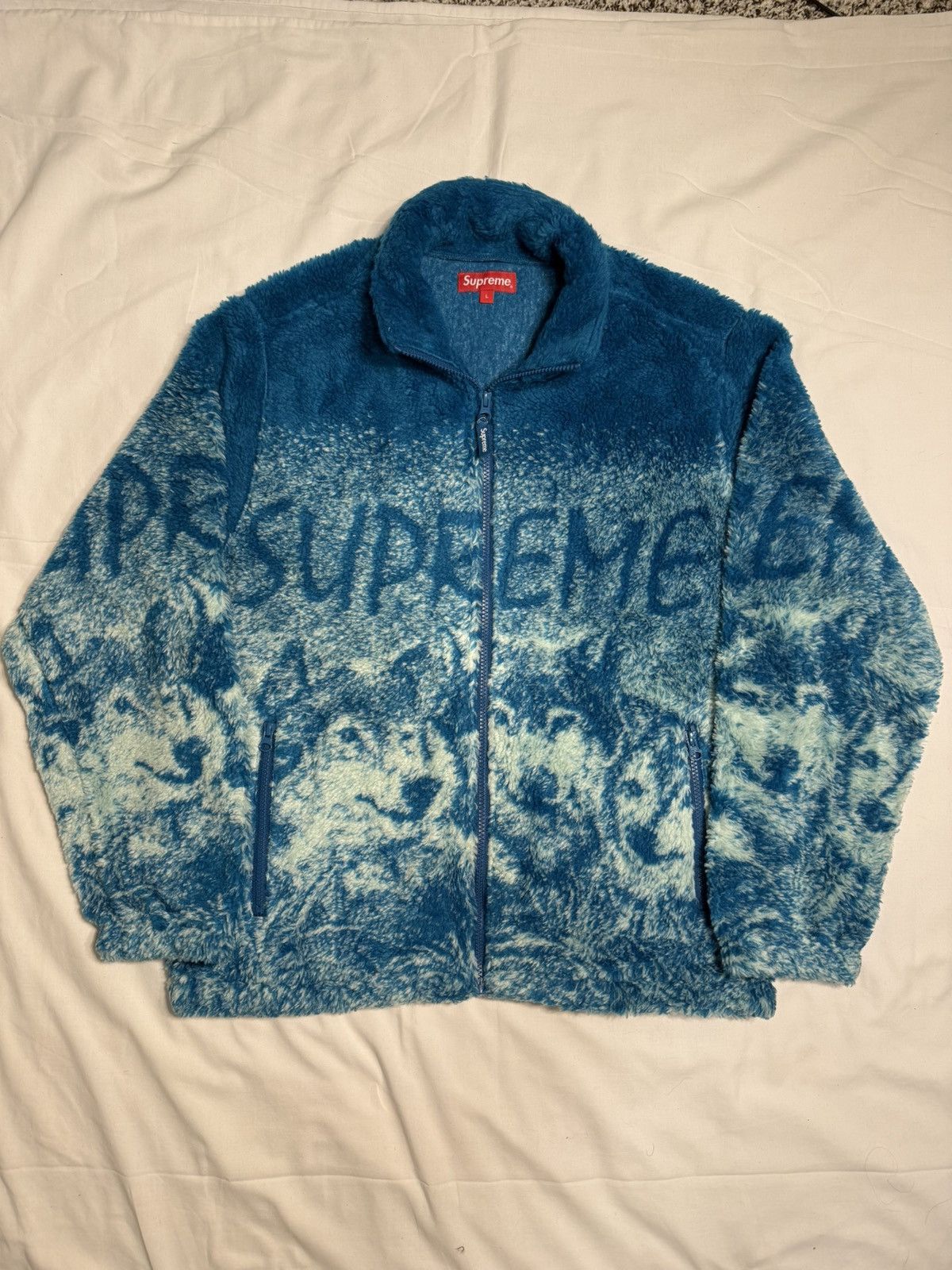 Supreme Supreme Wolf Dark Teal Blue Fleece Jacket SS19 Size US L / EU 52-54 / 3 - 1 Thumbnail