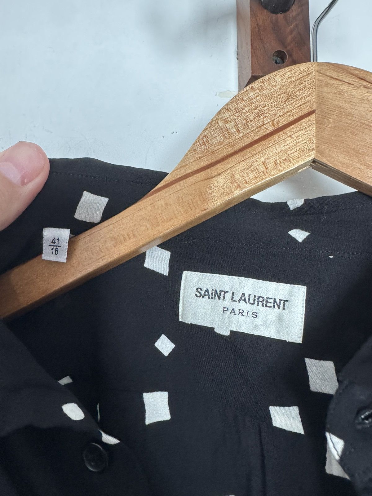 Saint Laurent Paris Viscose Squares Shirt Size US L / EU 52-54 / 3 - 2 Thumbnail