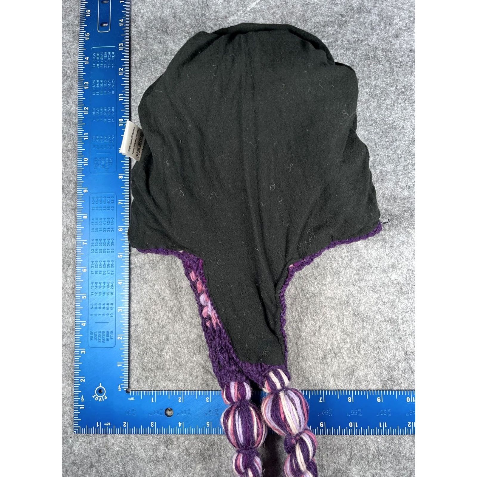 Vintage Womens Beanie Hat Striped Purple Wool Knit Ear Flap Lined Thermal Tassel POM Winter VINTAGE? Size ONE SIZE - 7 Thumbnail