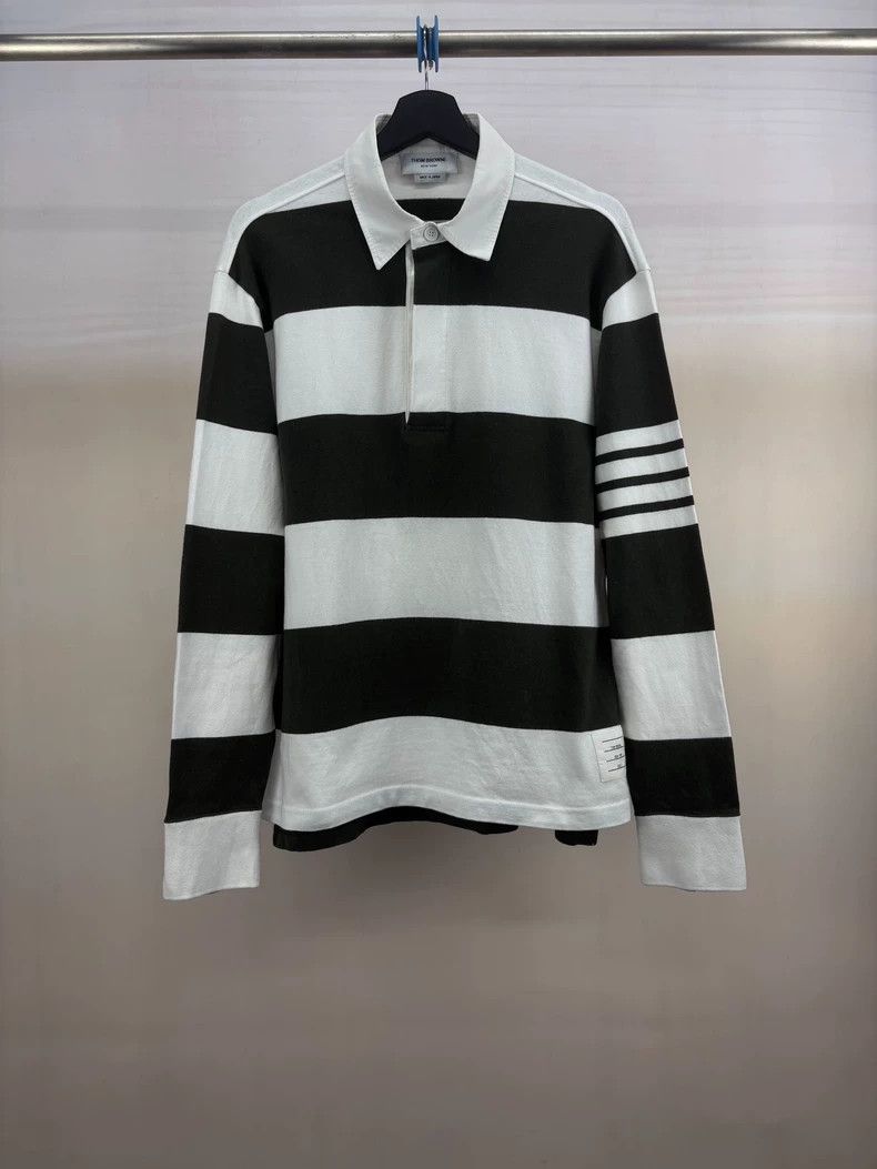 Thom Browne Thom Browne Striped Long Sleeve Polo - dmc Size US M / EU 48-50 / 2 - 1 Thumbnail