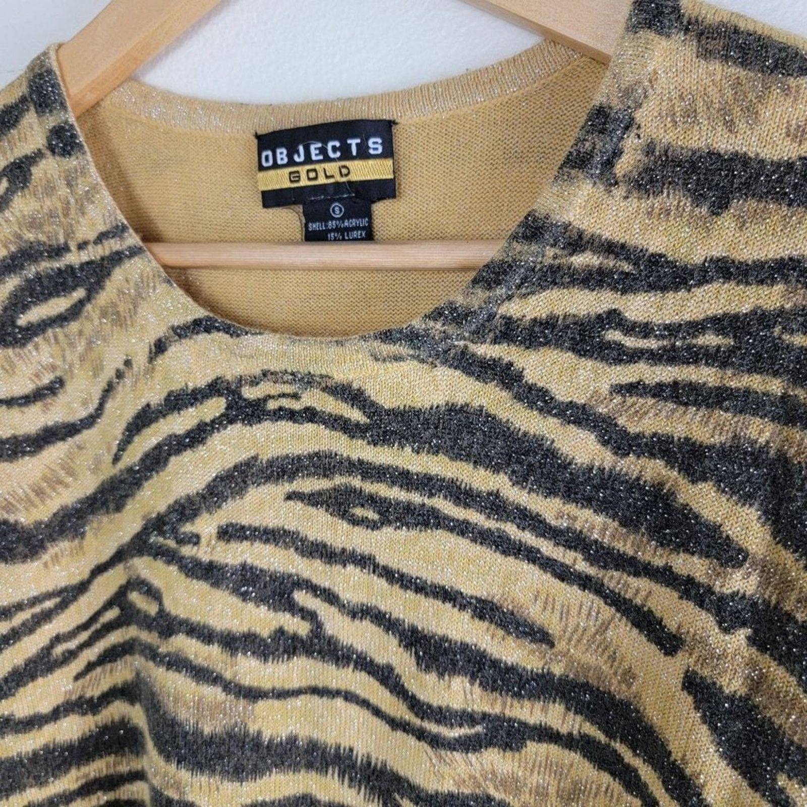 Vintage Objects Gold Leopard Print Sweater Top Size S / US 4 / IT 40 - 8 Thumbnail