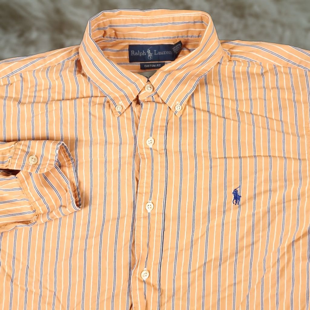 Ralph Lauren Ralph Lauren Shirt Mens XL Orange Striped Button-Up Long Sleeve Polo Style Button-Down Collared Classic Preppy Size US XL / EU 56 / 4 - 1 Thumbnail