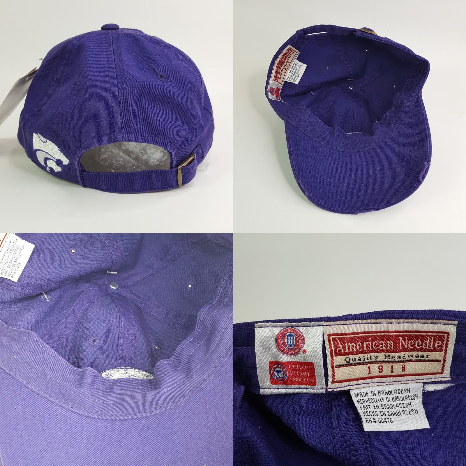 American Needle VINTAGE Kansas State Wildcats NCAA Logo Adjustable Hat Baseball Cap Purple 90s Y2K NCAA Logo Embroidered Distressed Lightweight Recruit Mens Boys Size ONE SIZE - 8 Thumbnail