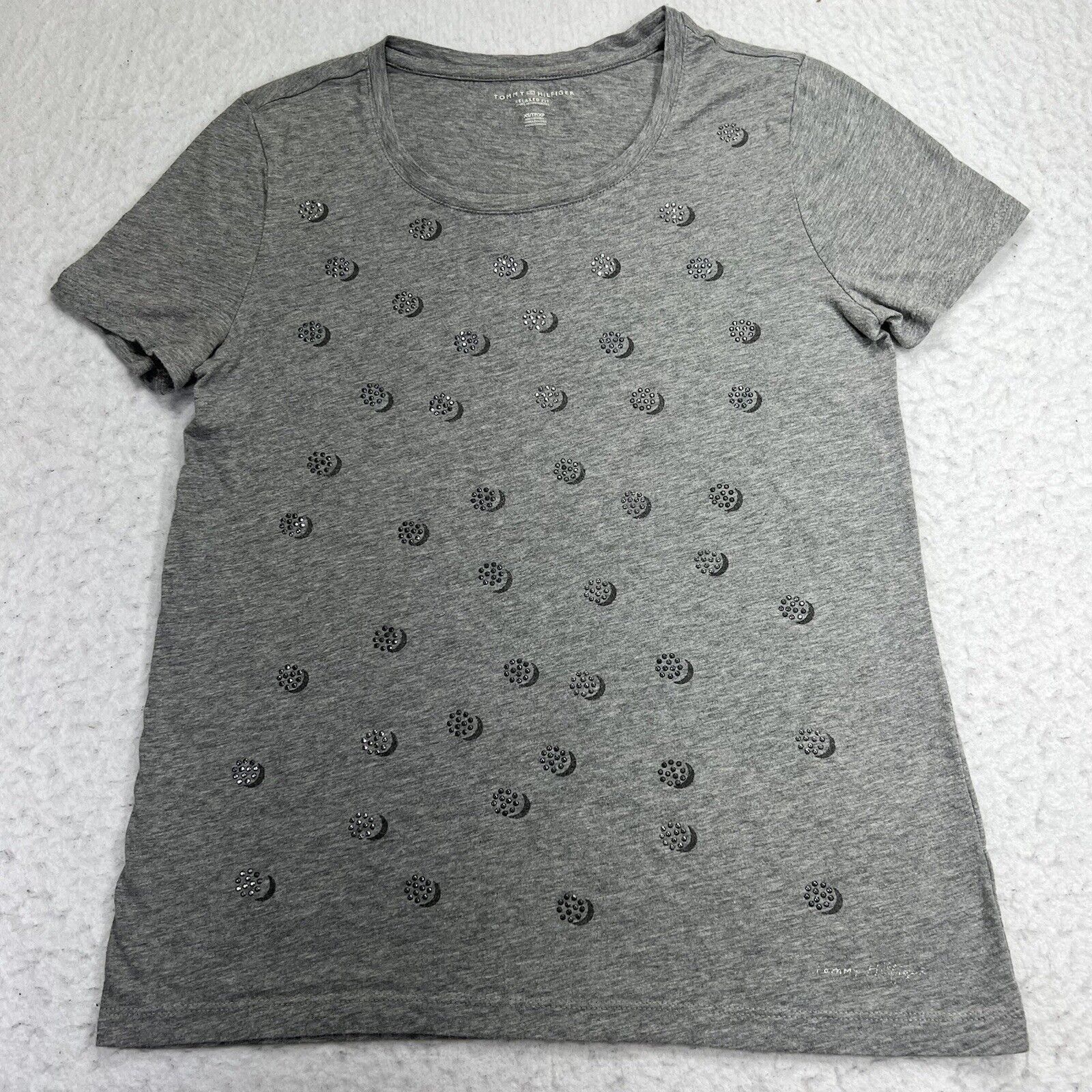 Tommy Hilfiger Tommy Hilfiger XS Relaxed Sparkle Glitter Graphic T Shirt Size XS / US 0-2 / IT 36-38 - 1 Thumbnail