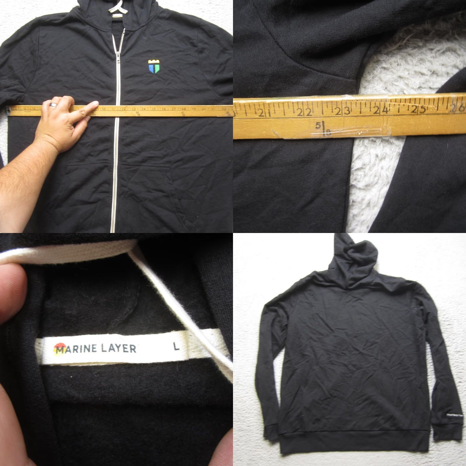 Marine Layer VINTAGE Marine Layer Hoodie Mens L Black Full Zip Third Party Trust Embroidered Logo Size US L / EU 52-54 / 3 - 8 Thumbnail