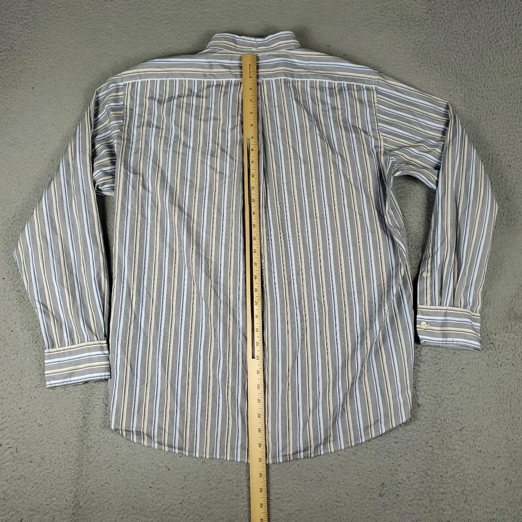Faconnable Faconnable Shirt Mens XL Blue Striped Casual Button Up Long Sleeve Size US XL / EU 56 / 4 - 3 Thumbnail