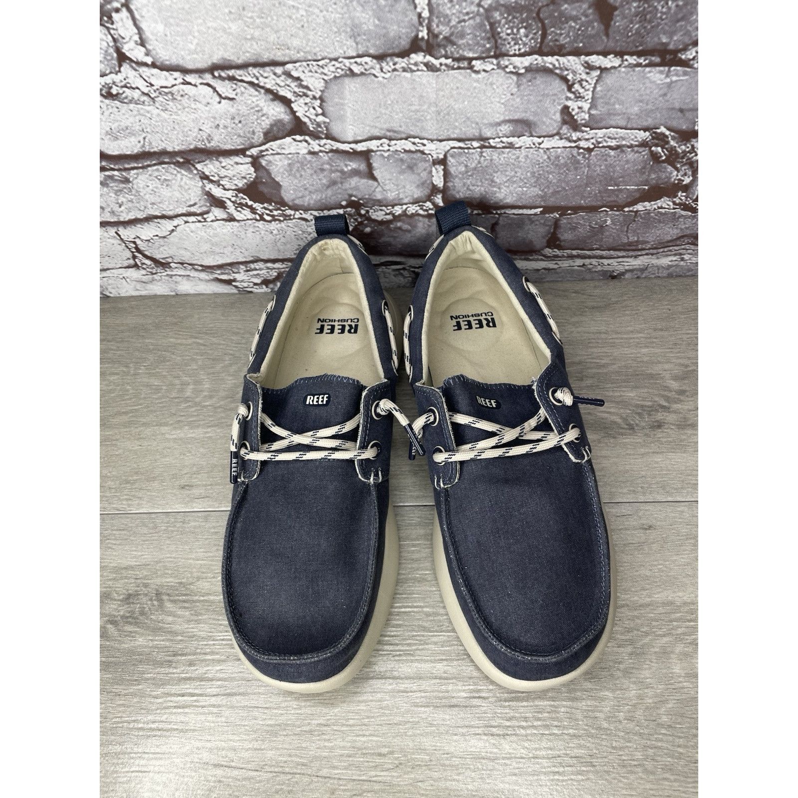 REEF Reef Swellsole Pier Shoes Navy Blue Canvas Fabric Boat Shoes Size US 11 / EU 44 - 18 Thumbnail