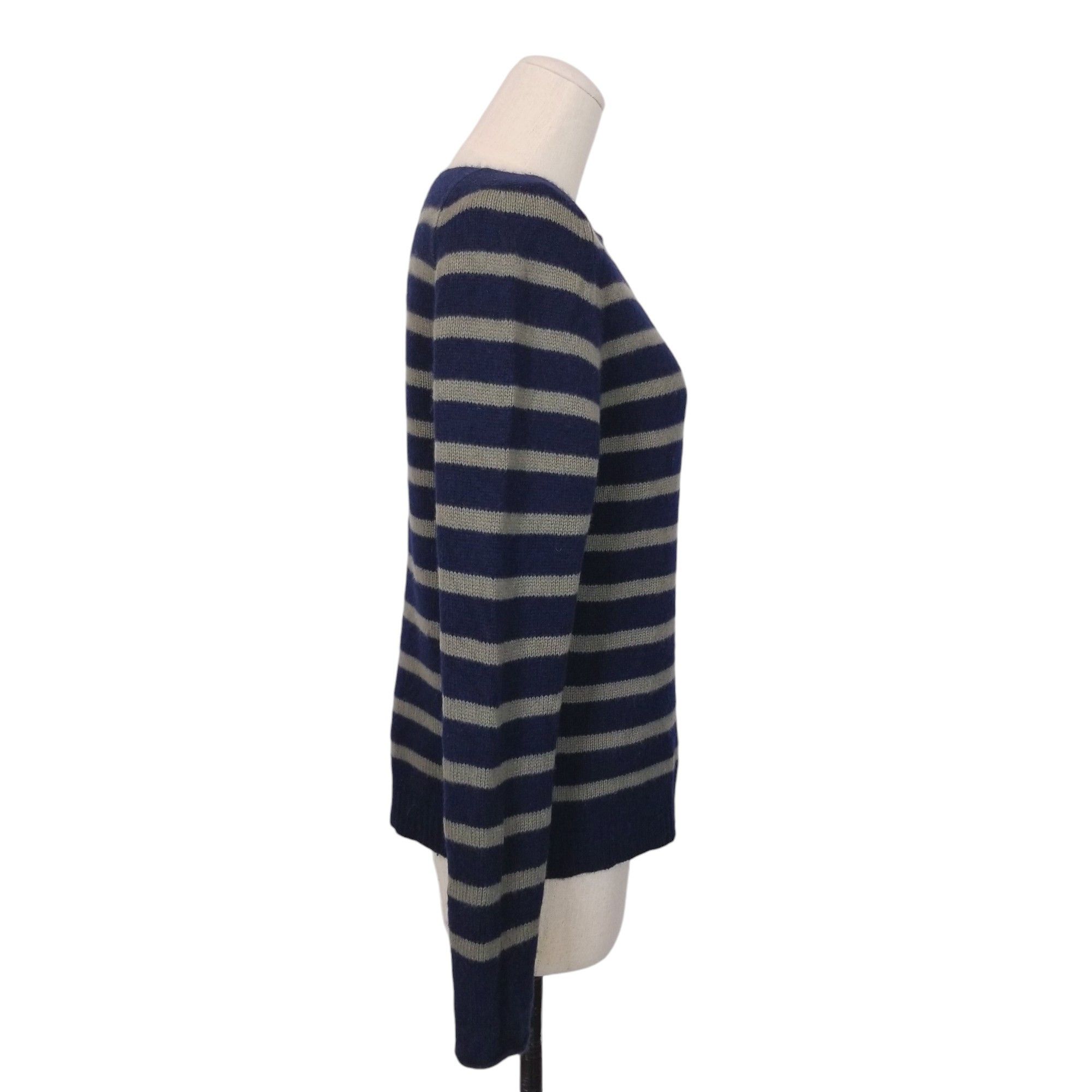 Jigsaw Edie Cashmere Sweater Navy Blue Gray Stripe Size L / US 10 / IT 46 - 5 Thumbnail