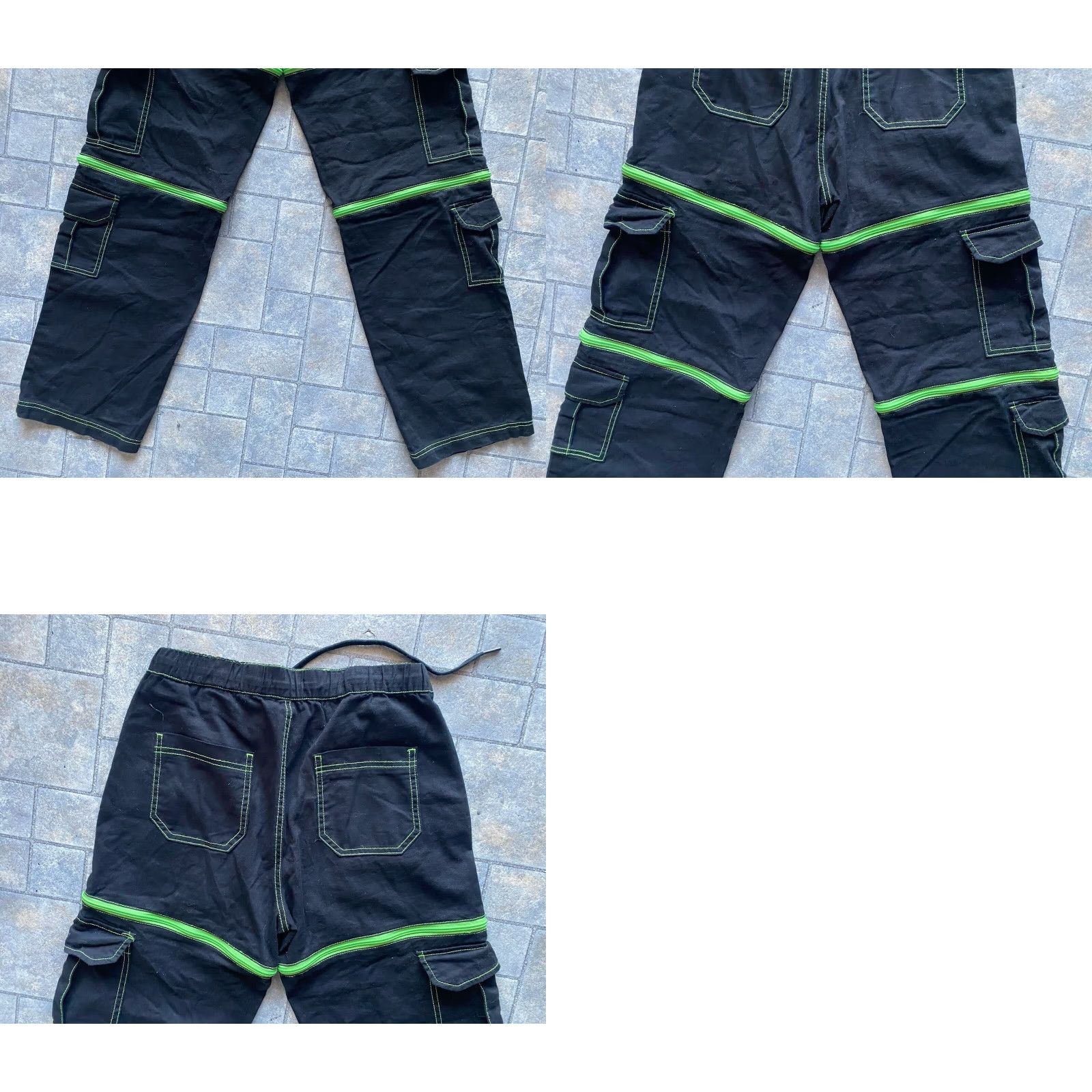 Hot Topic VINTAGE Hot Topic WOMENS SIZE 3 Black & Green Zip-Off Cargo Carpenter Pants Women Size 26" / US 2 / IT 38 - 9 Thumbnail