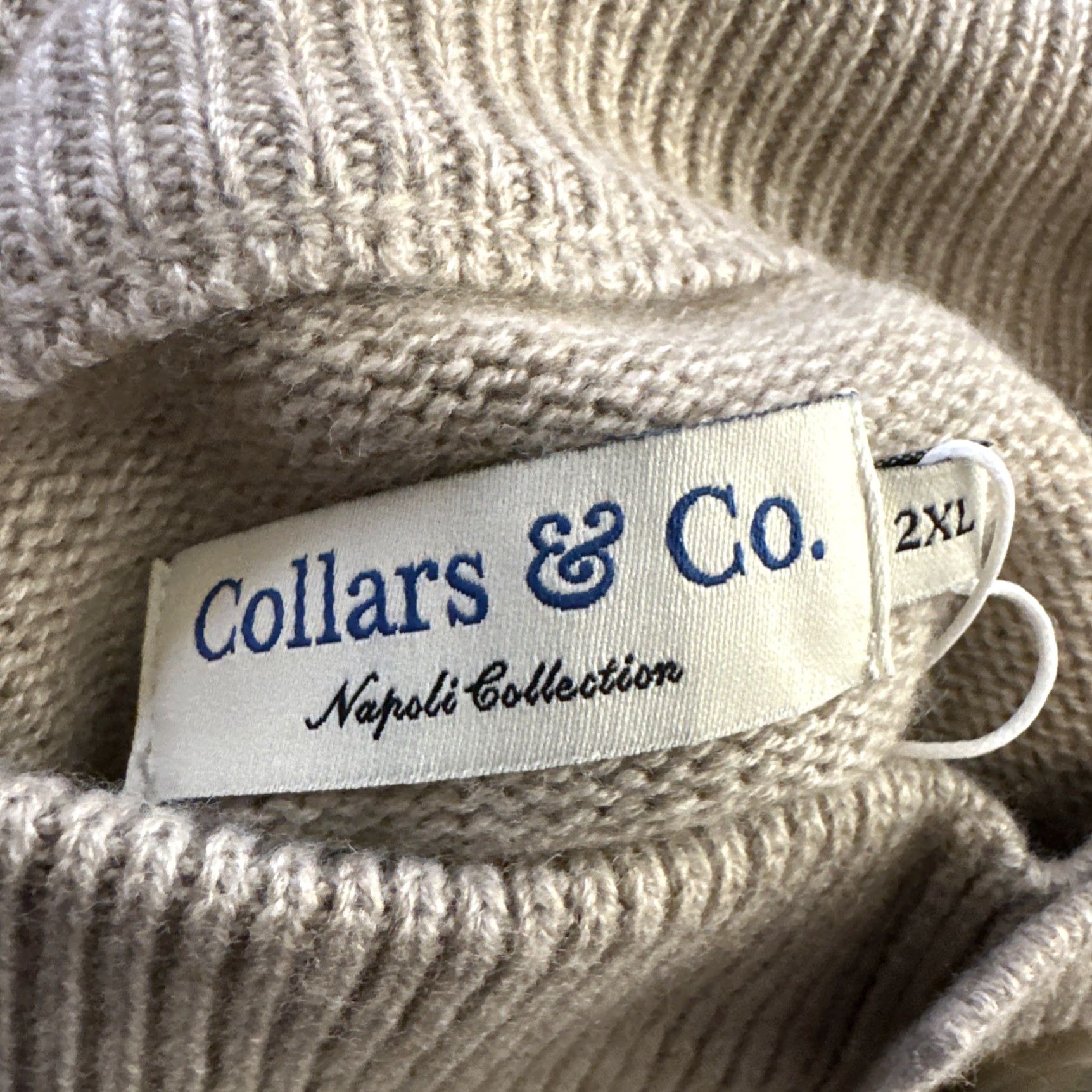 CO Collars & Co Sweater Mens 2XL Tan Napoli Mockneck Solid Knit Pullover Size US XXL / EU 58 / 5 - 8 Thumbnail