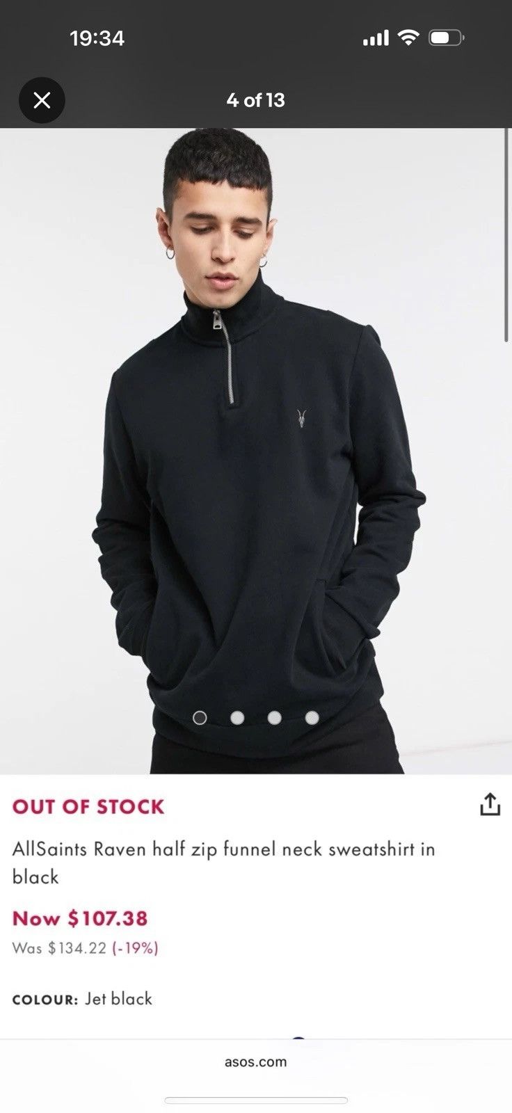Allsaints Allsaints Raven Half Zip Funnel Neck Sweatshirt Top Logo Size US M / EU 48-50 / 2 - 4 Thumbnail