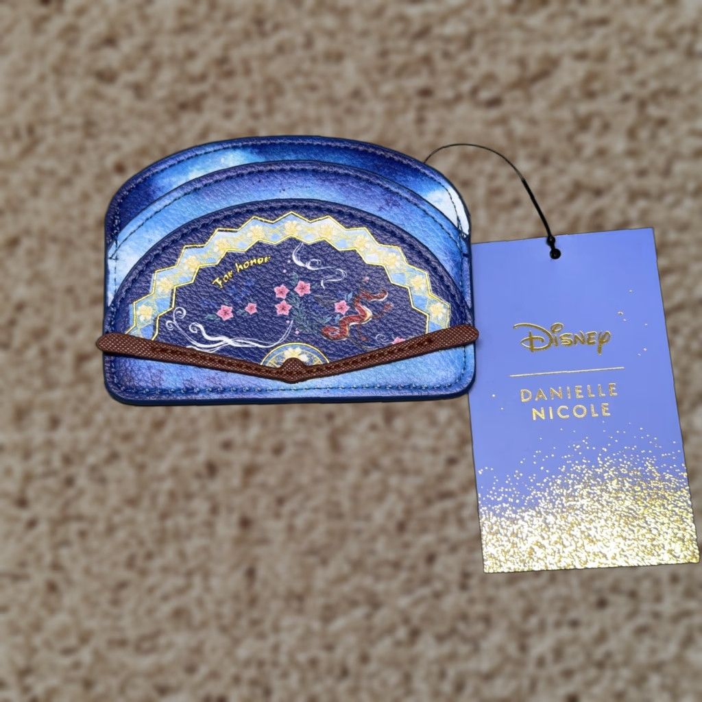 Disney VINTAGE Danielle Nicole Disney Mulan Cardholder Womens One Size Blue Floral Faux Leather Disney Movie Accessories Size ONE SIZE - 1 Thumbnail
