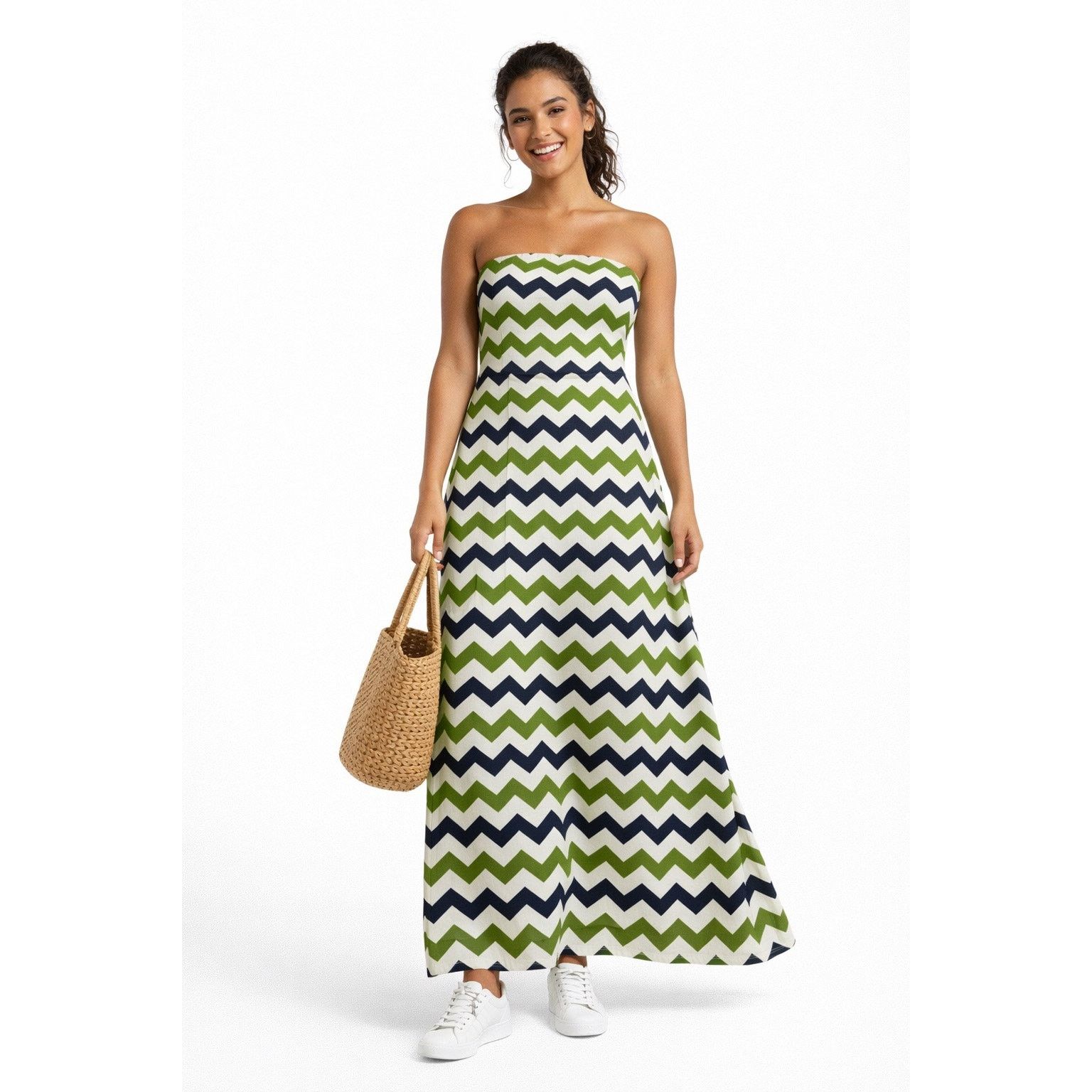 Other LOLLY MOLLY Womens M/L Strapless Zigzag Chevron Maxi Dress Size M / US 6-8 / IT 42-44 - 1 Thumbnail