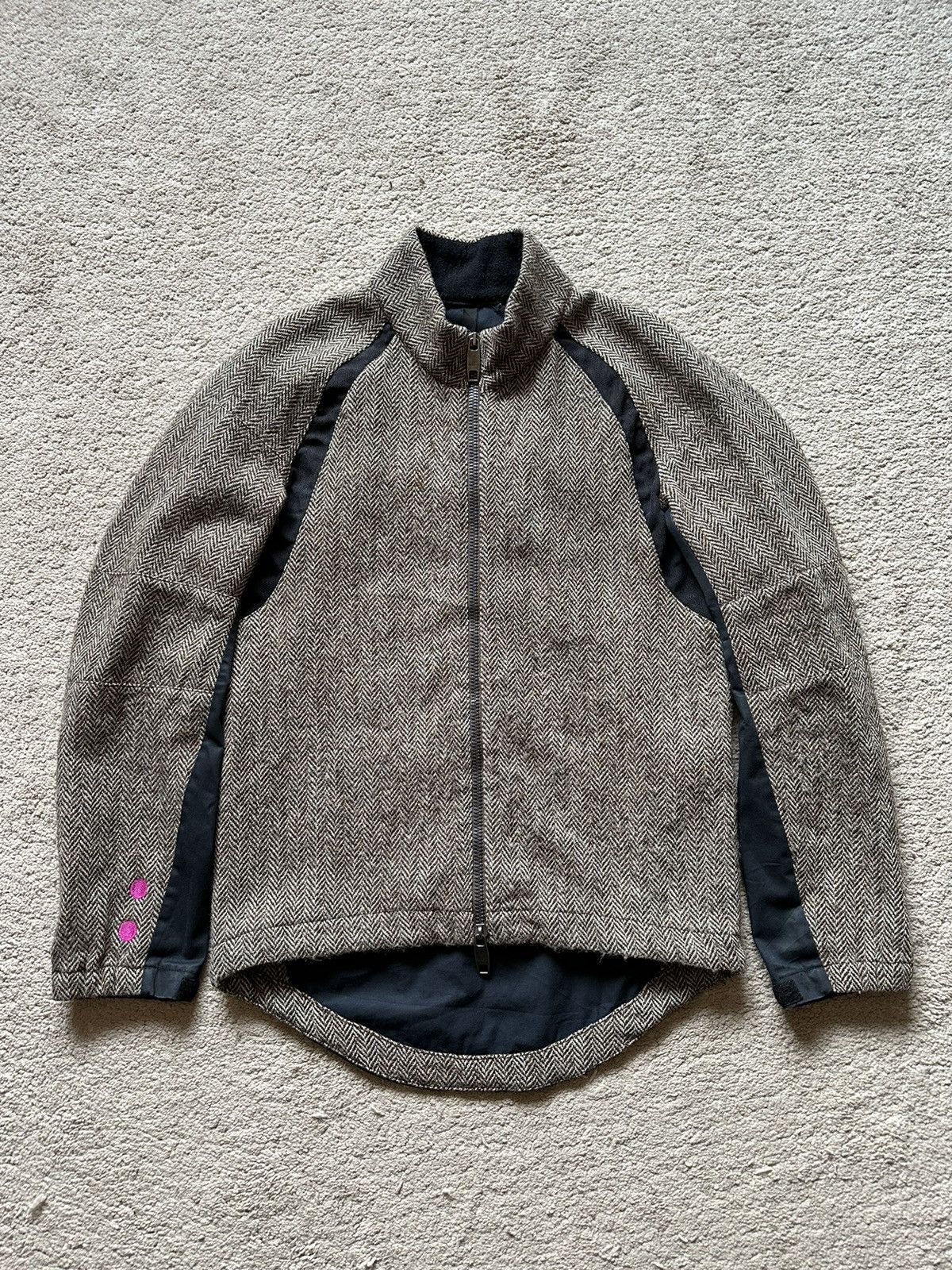 image of 2000S Griffin Studio X Harris Tweet Racing Jacket in Black/Brown, Men's (Size Small)