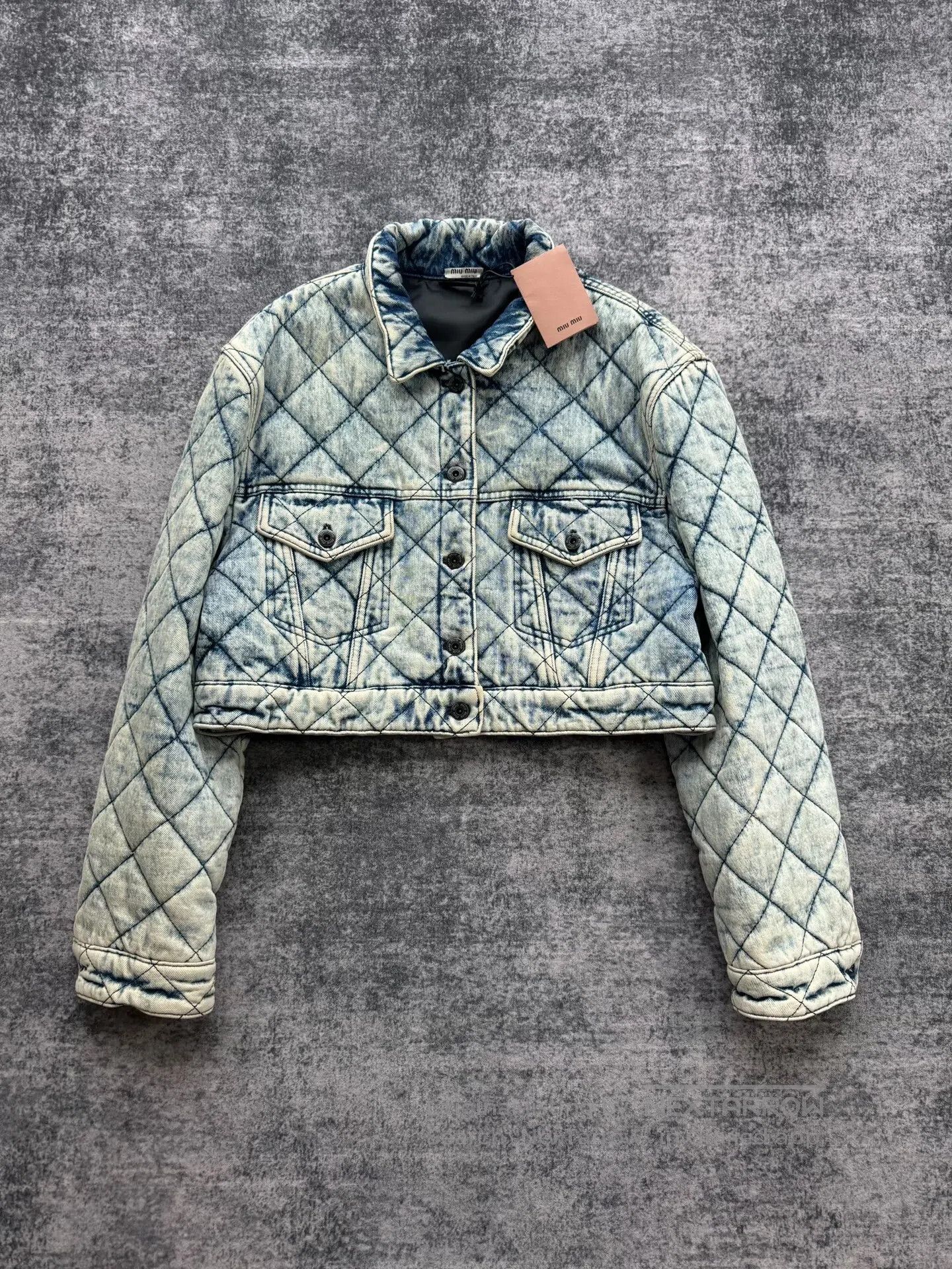 Miu Miu Miu Miu Washed Distressed Denim Padded Jacket| Size M / US 6-8 / IT 42-44 - 1 Thumbnail