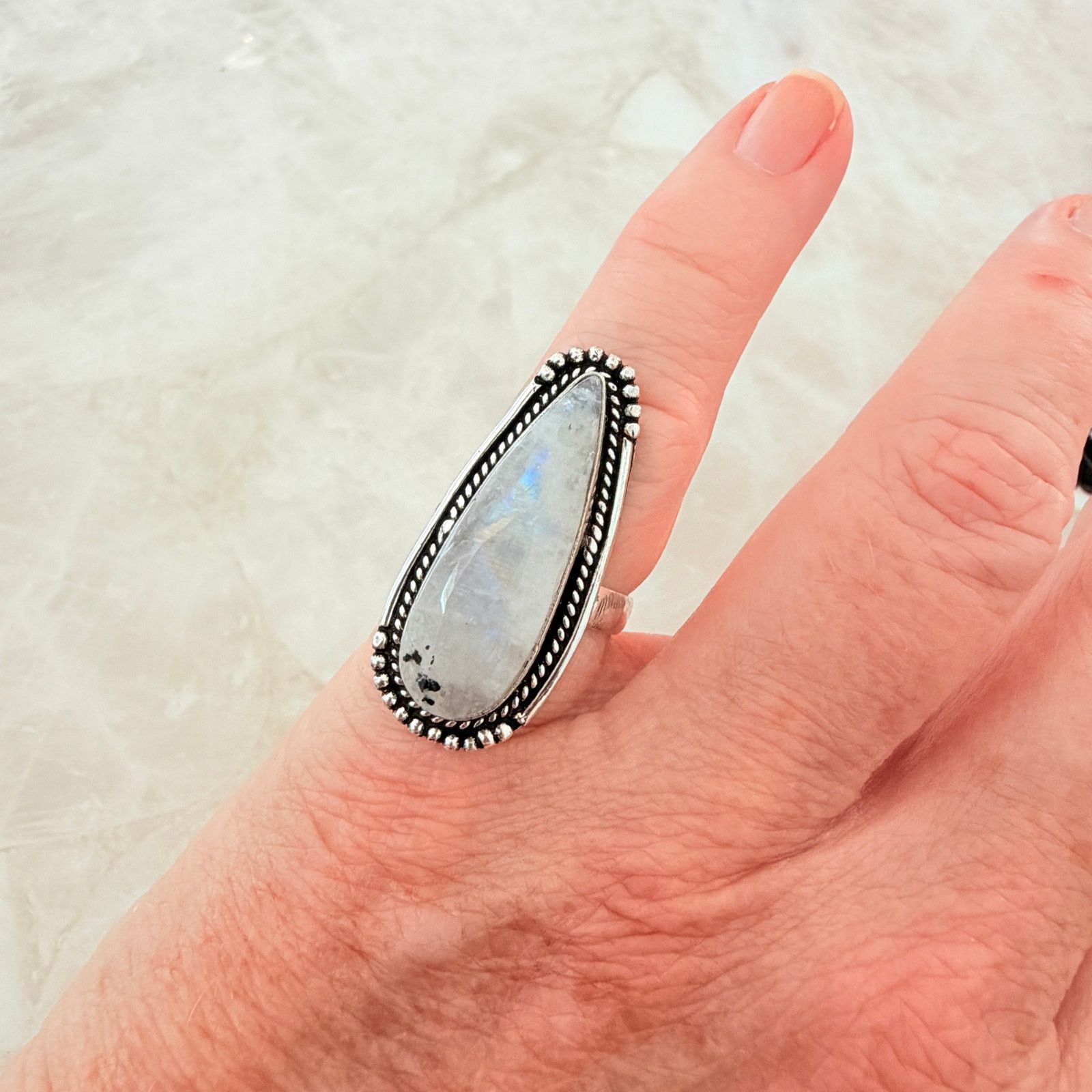 The Unbranded Brand Rainbow Moonstone 925 Silver Plated Ring Size 6 Size ONE SIZE - 6 Thumbnail