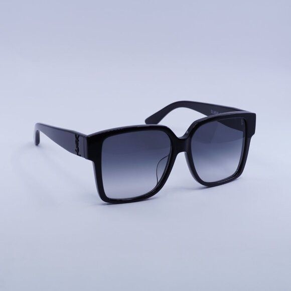 Saint Laurent Paris Saint Laurent SL M9/F 002 Sunglasses Shiny Black Square Size ONE SIZE - 5 Thumbnail