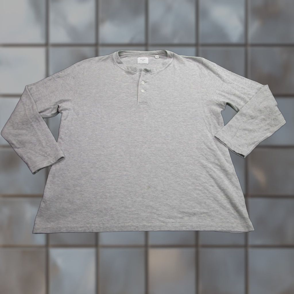 Billy Reid Shirt Mens 2XL Gray Heather Henley Long Sleeve Casual Knit Top, Men's (Size Xxl)