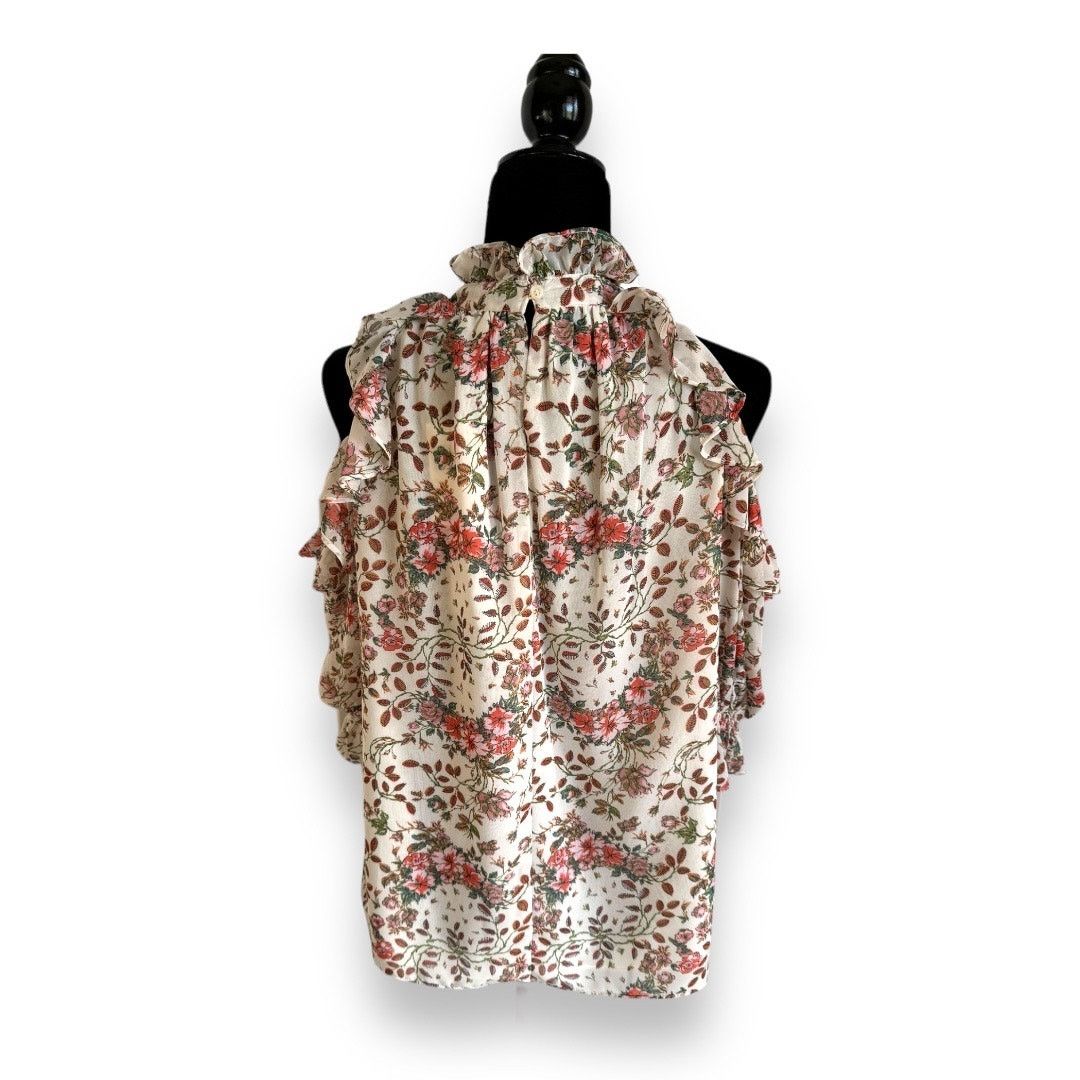 Other Max Studio Womens Blouse Sz M Floral Cold Shoulder Ruffle Size M / US 6-8 / IT 42-44 - 6 Thumbnail
