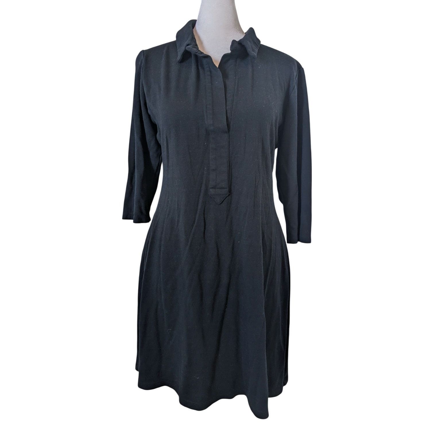 Other Amy Matto Black Polo Tunic Style Knit Collared Mini Dress Size M / US 6-8 / IT 42-44 - 1 Thumbnail