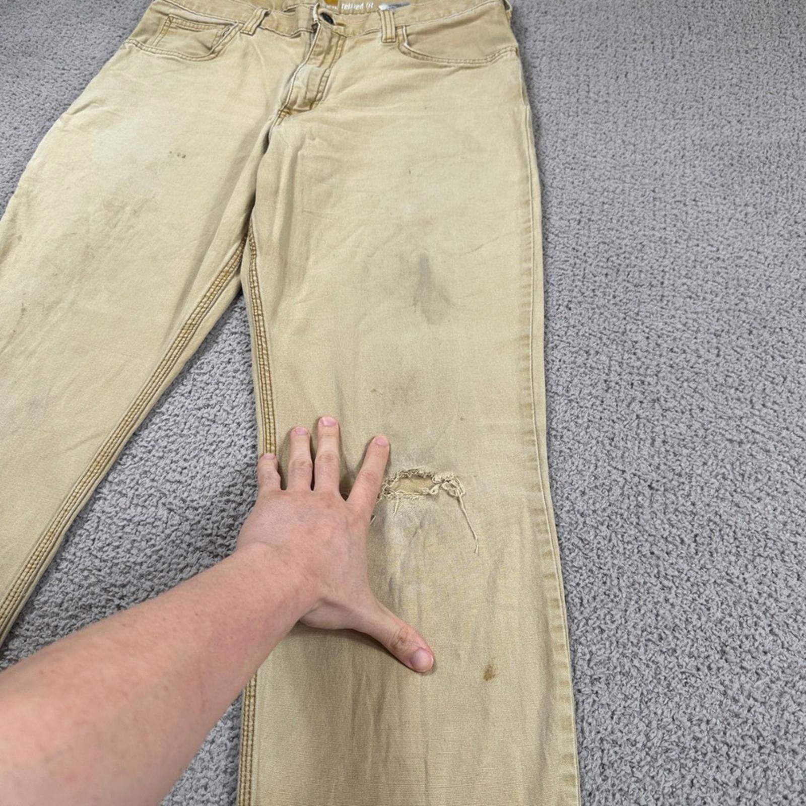 Carhartt Carhartt Mens Relaxed Fit Tan Canvas Work Pants 34x30 Size US 34 / EU 50 - 9 Thumbnail