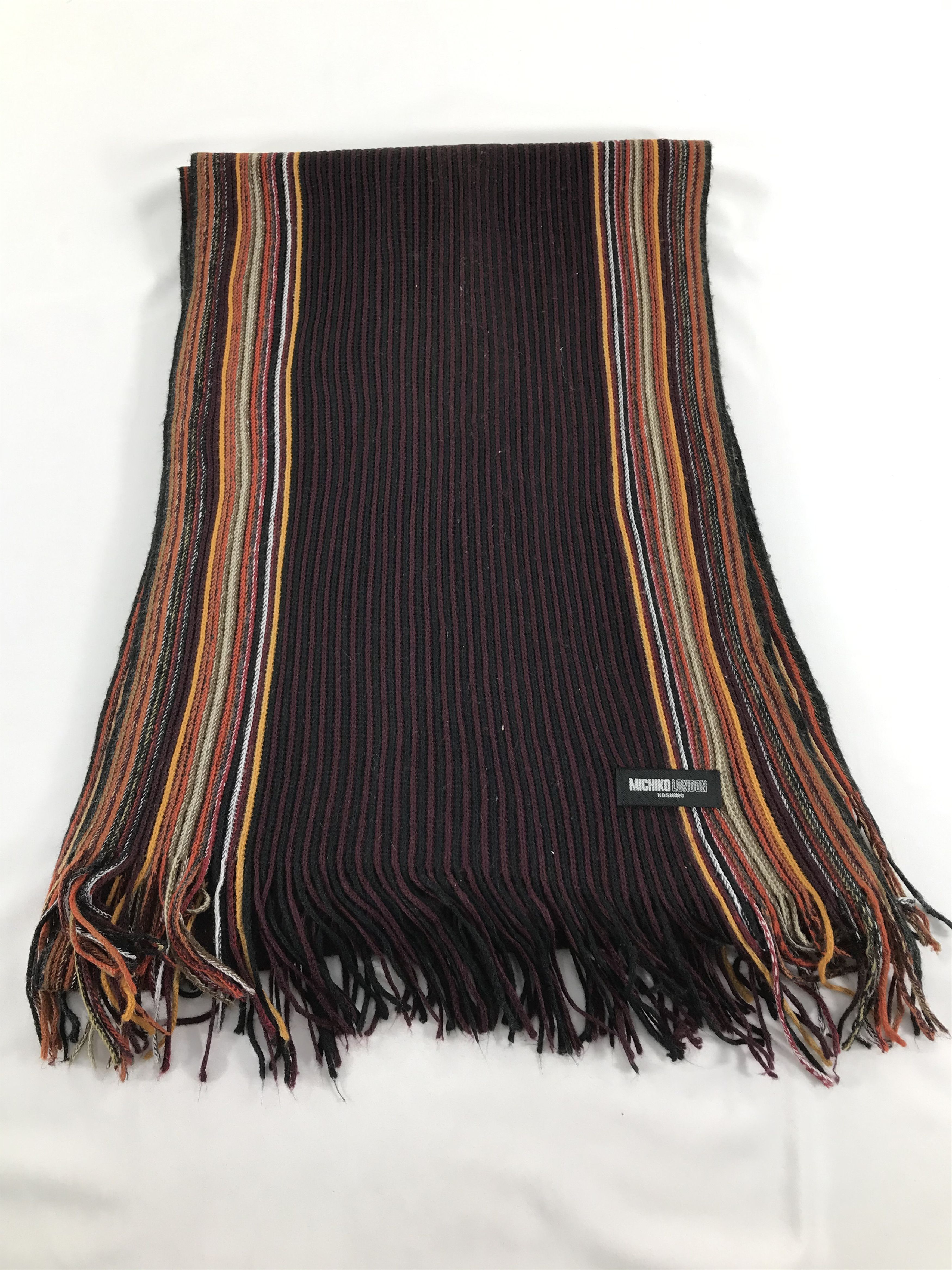 Michiko Koshino Michiko Koshino Striped Knit Wool Scarf Muffler V279 Size ONE SIZE - 2 Thumbnail