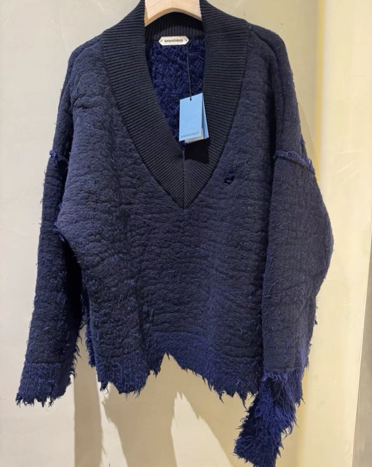Namacheko NAMACHEKO 23AW Midnight Blue V-Neck Loose Knit Sweater K23 Size US L / EU 52-54 / 3 - 1 Thumbnail