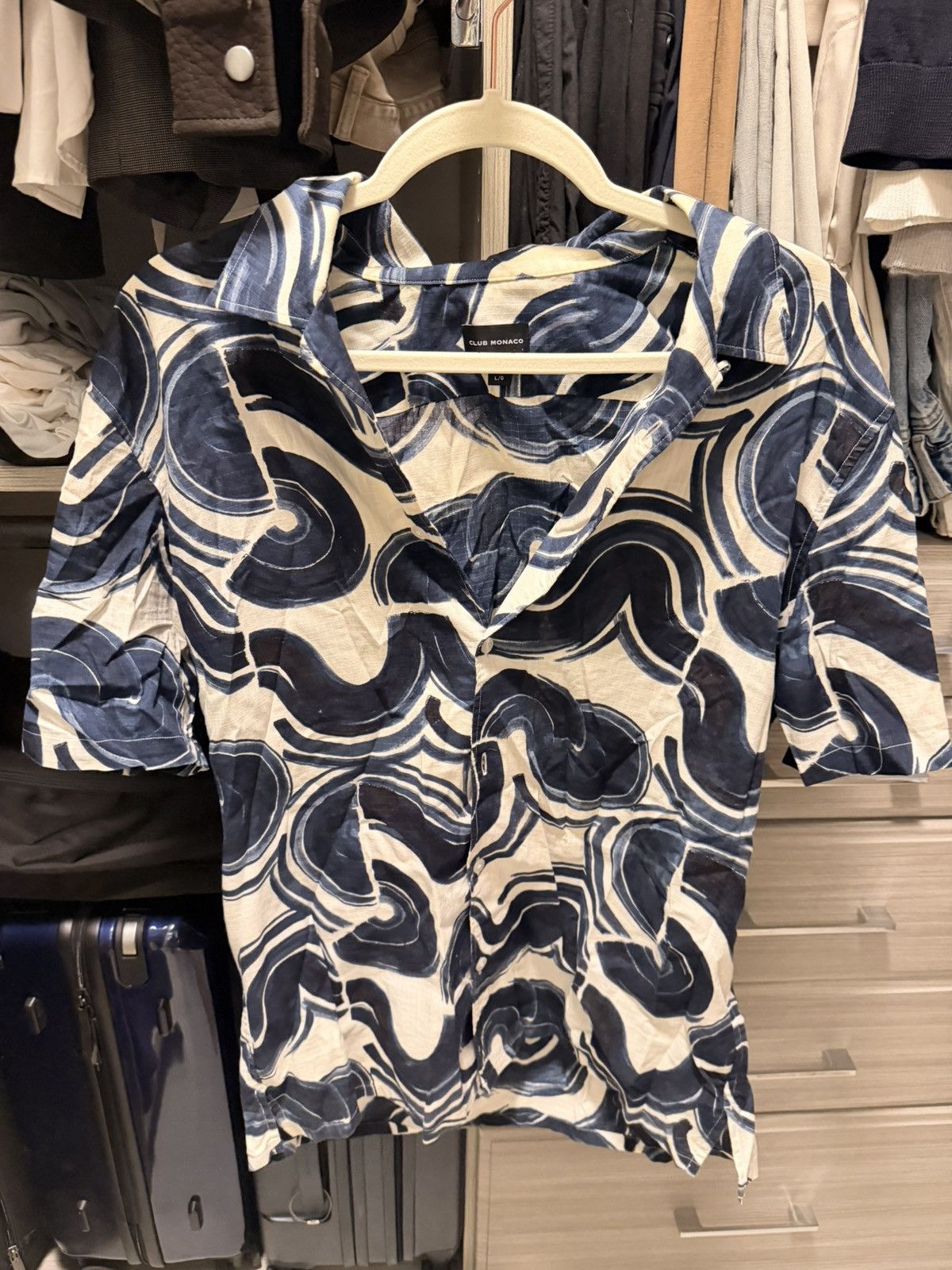 Club Monaco SLIM-FIT BUTTON-DOWN COLLAR PRINTED COTTON-RIPSTOP SHIRT Size US L / EU 52-54 / 3 - 6 Thumbnail