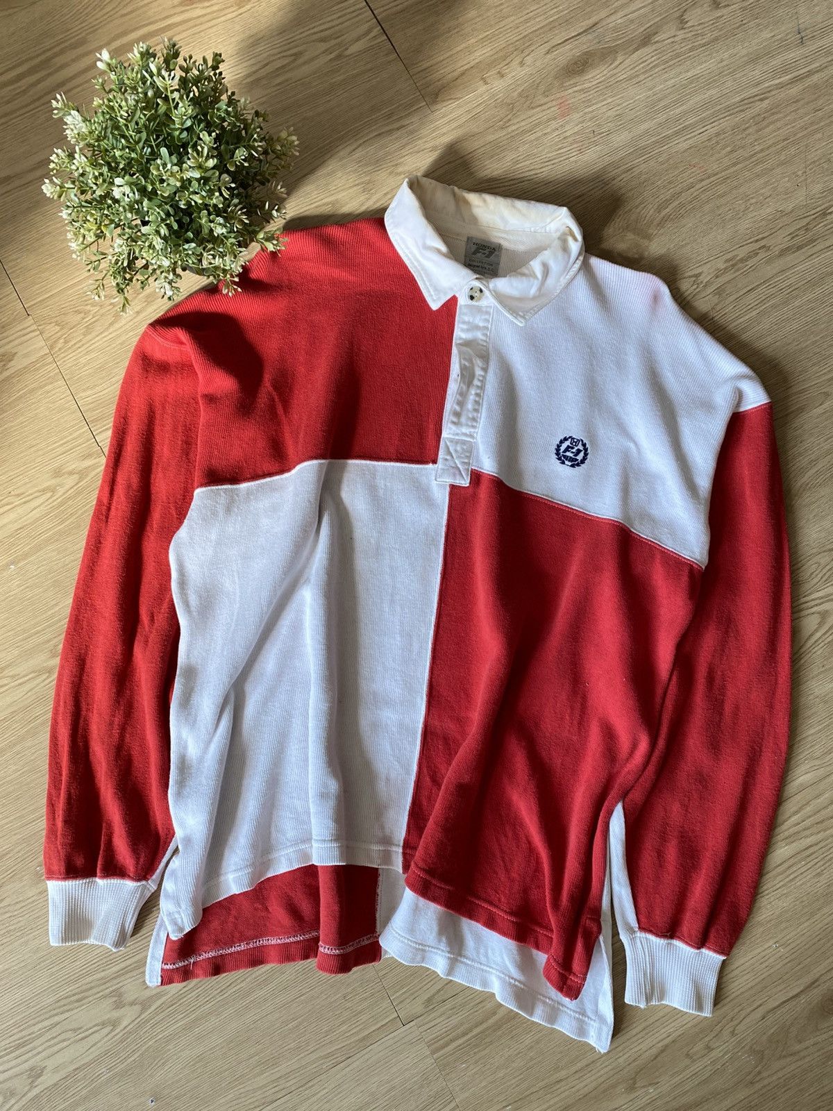 Vintage Checkered Honda F1 Vintage Rugby Shirt Size US L / EU 52-54 / 3 - 1 Thumbnail