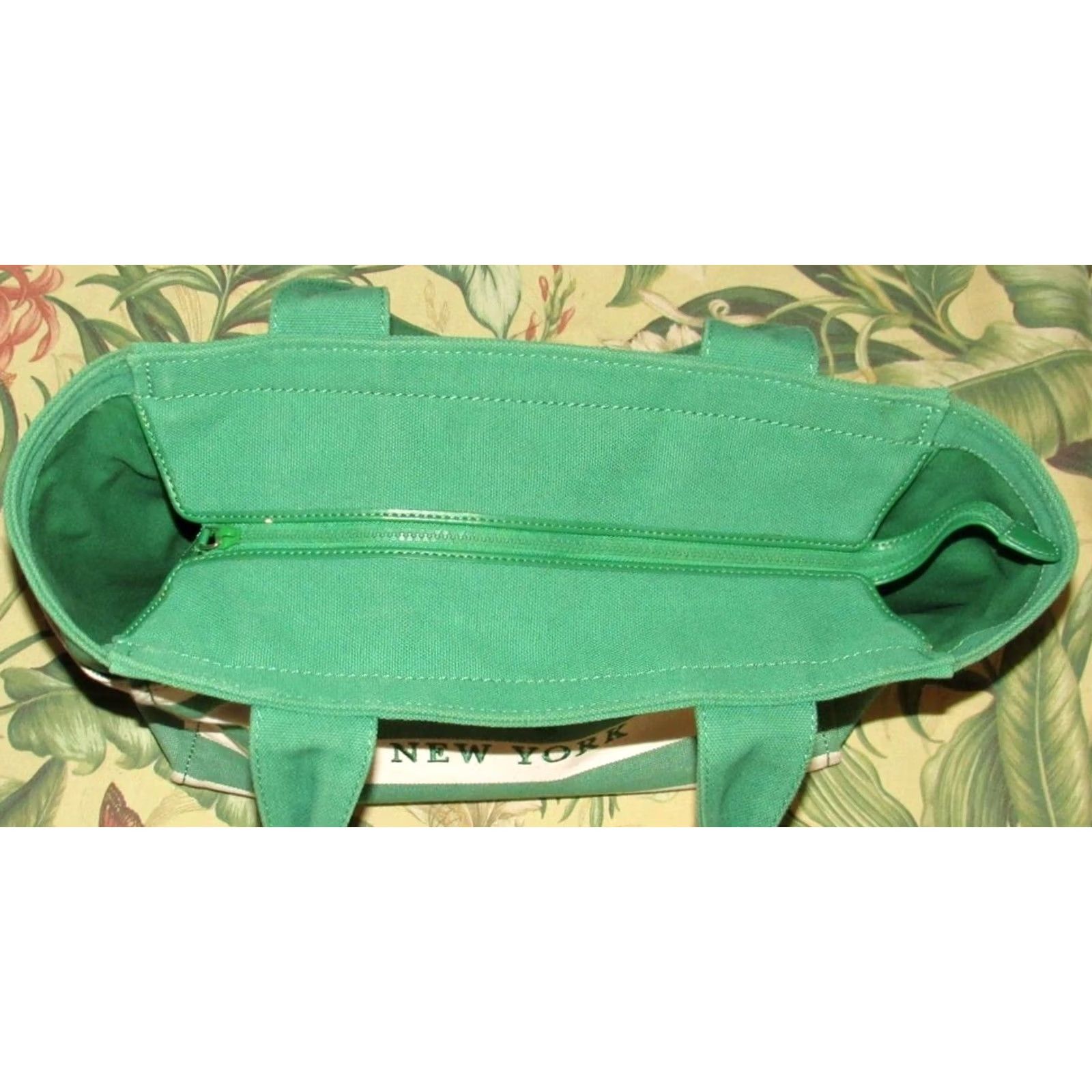 Vintage KATE SPADE Green Striped Canvas Tote Bag Size ONE SIZE - 4 Thumbnail