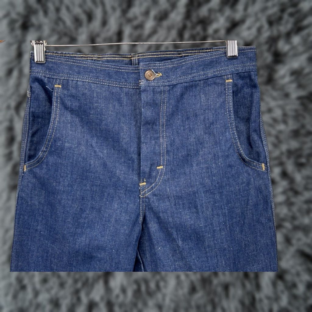 Sears VINTAGE Sears Perma Prest Blue Jeans Men’s 29x33 Cowboy Bootcut Dark Wash Denim Jeans 1970s Mens Size US 29 - 1 Thumbnail