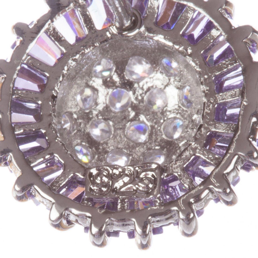 Designer Sterling Silver and Amethyst Cubic Zirconia Earrings Size ONE SIZE - 4 Thumbnail
