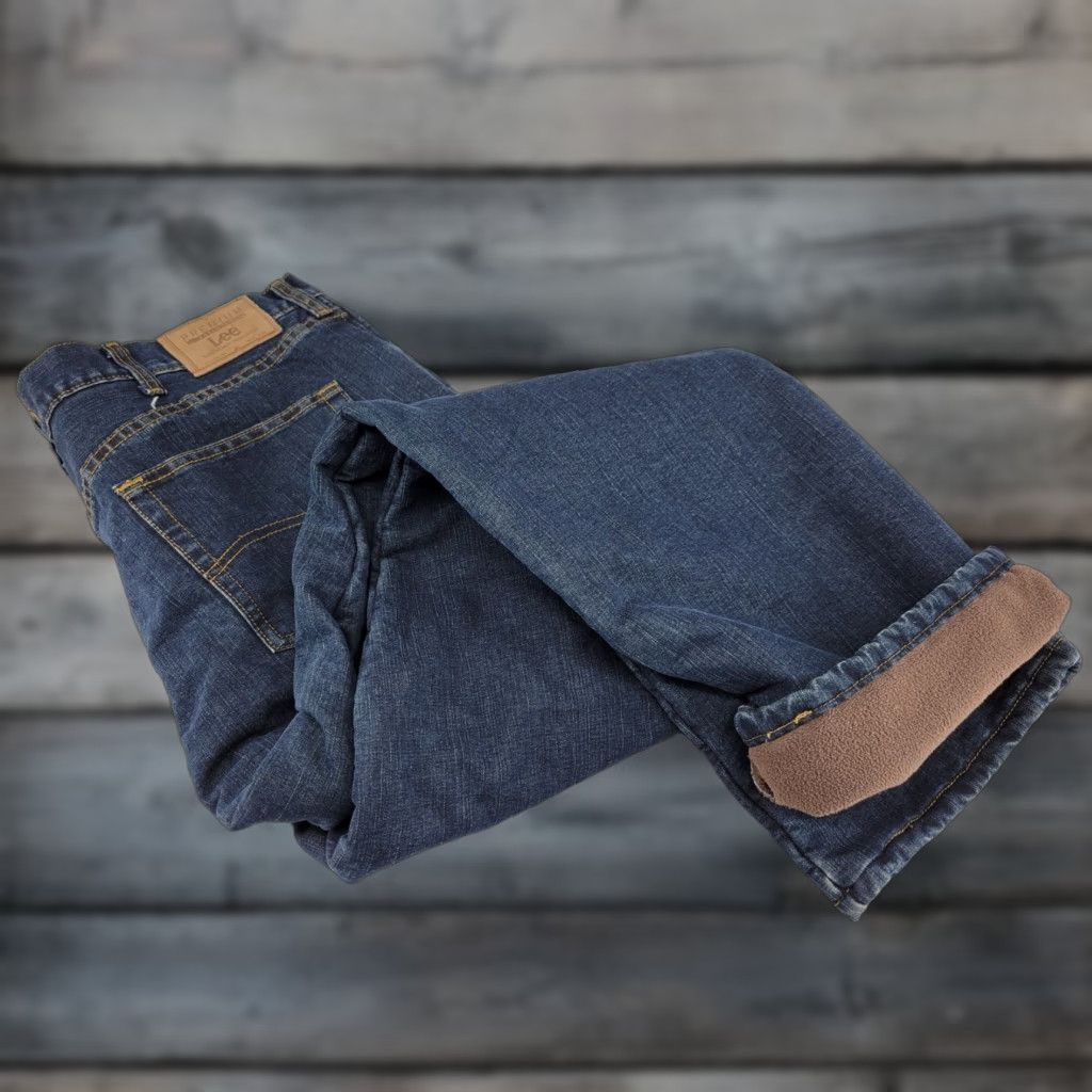 Lee Lee Relaxed Fit Fleece Lined Winter Jeans Mens 40x32 Dark Wash Cotton Blend Size US 40 / EU 56 - 1 Thumbnail