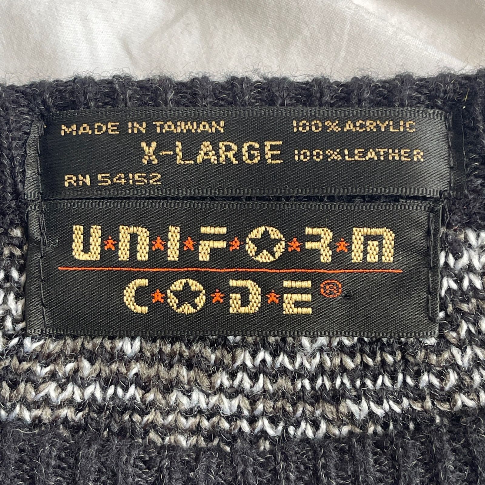 Vintage VINTAGE 80s Uniform Code Men's Leather Trim Sweater Size XL Size US XL / EU 56 / 4 - 3 Thumbnail