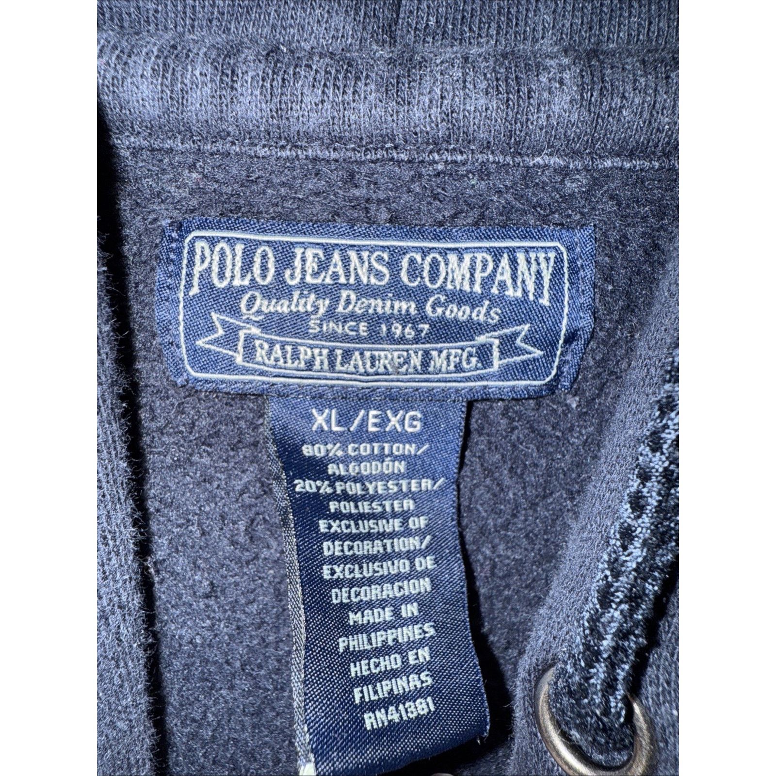 Polo Ralph Lauren Vintage Polo Jeans Company Navy logo Hoodie Sz XL preppy Size US L / EU 52-54 / 3 - 3 Thumbnail