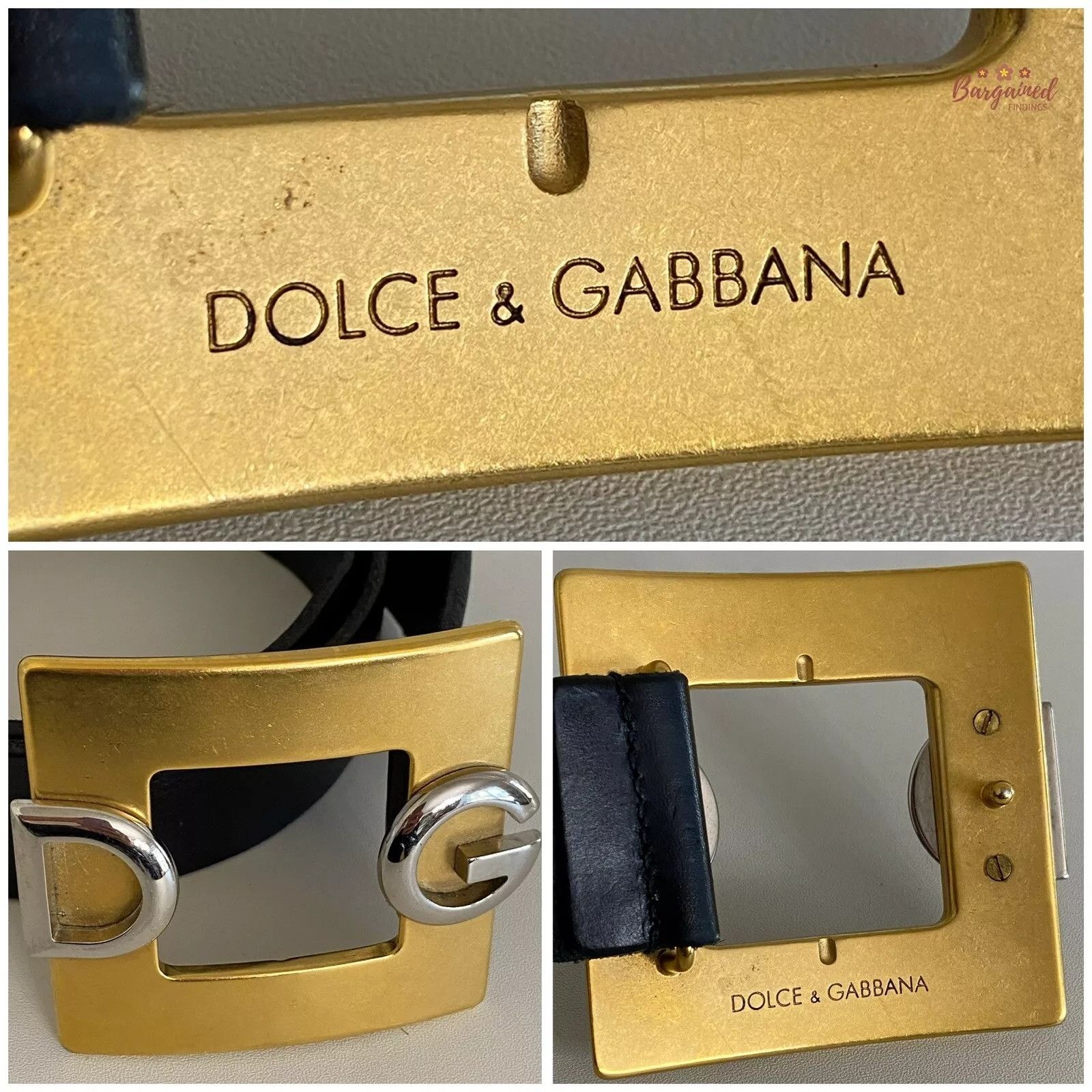 Dolce & Gabbana Dolce & Gabbana Black Leather DG Logo Gold Buckle Belt Size 32 - 2 Thumbnail