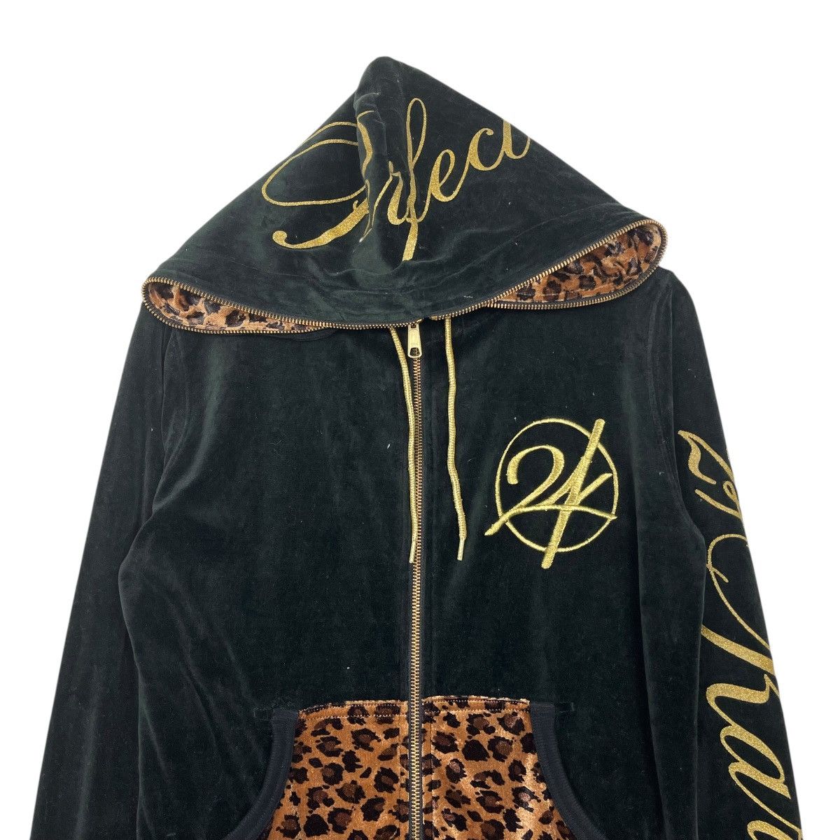 Japanese Brand 24 Karats Digger Big Logo Zipper Velvet Hoodie Size Small Size US S / EU 44-46 / 1 - 2 Thumbnail