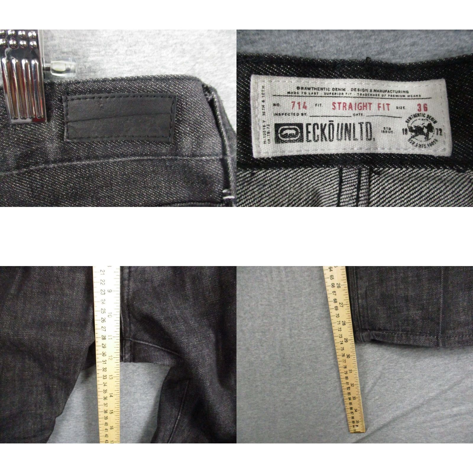 Vintage Echo 714 Jeans Mens Straight Fit 36 Black Denim 5-Pocket Regular Zip Fly Dark Wash Vintage No Size US 36 / EU 52 - 8 Thumbnail