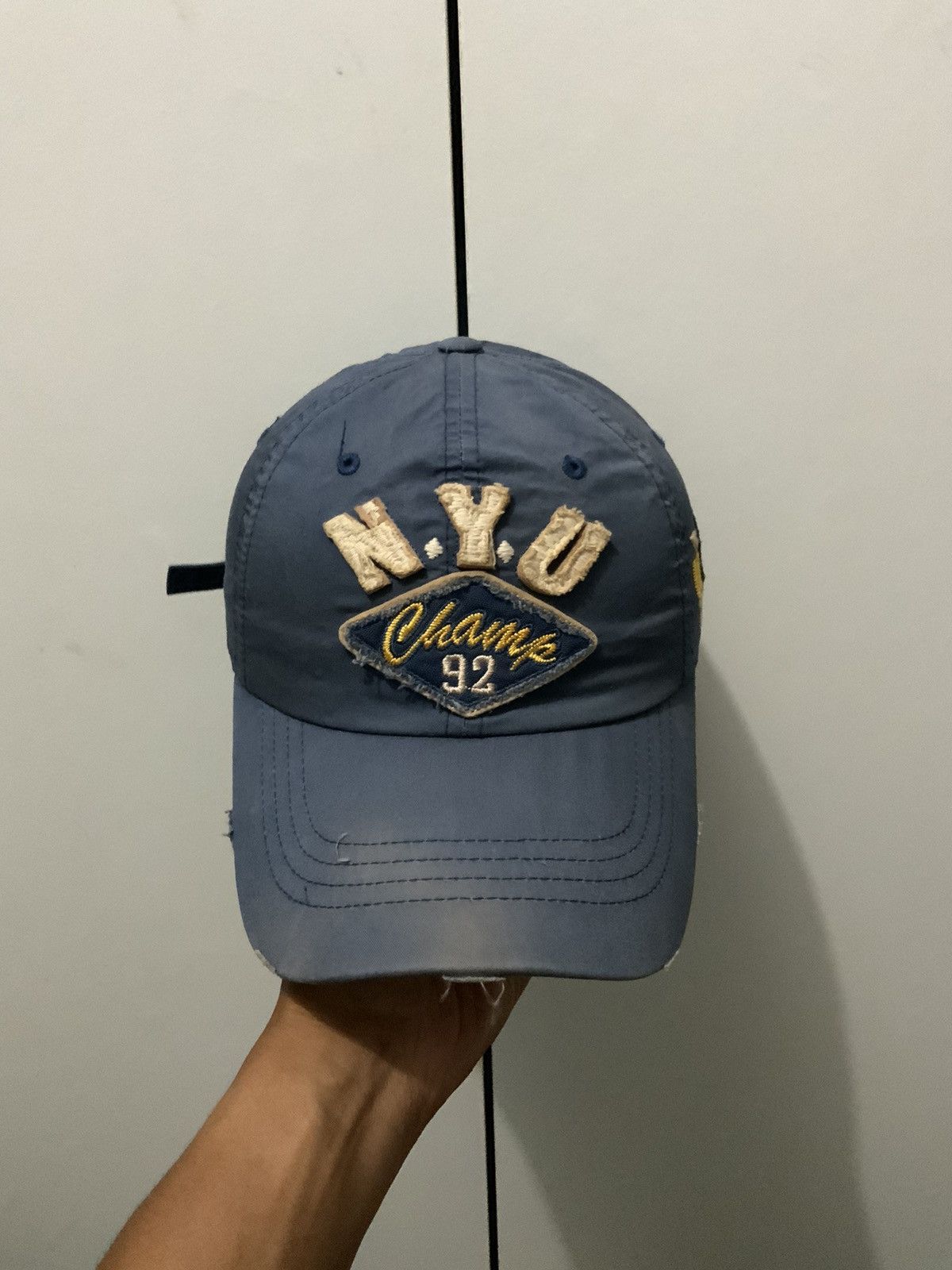 Japanese Brand NYU Champ 92 Big Logo Fade Distressed Hat Cap Size ONE SIZE - 5 Thumbnail