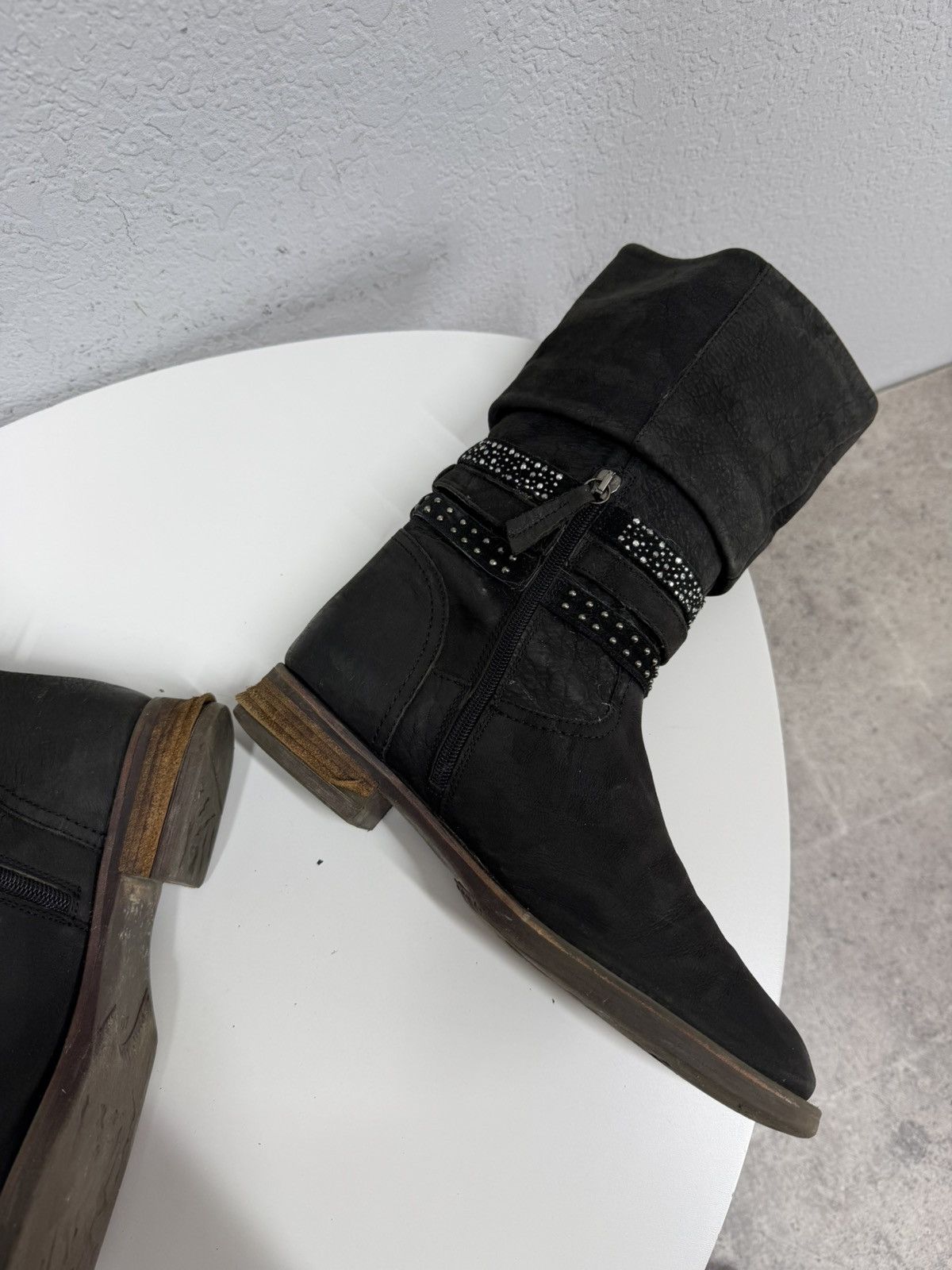 If Six Was Nine Vintage Y2K Black Leather Side Zip Boots Guidi Marsell Style Size US 7.5 / EU 40-41 - 13 Thumbnail