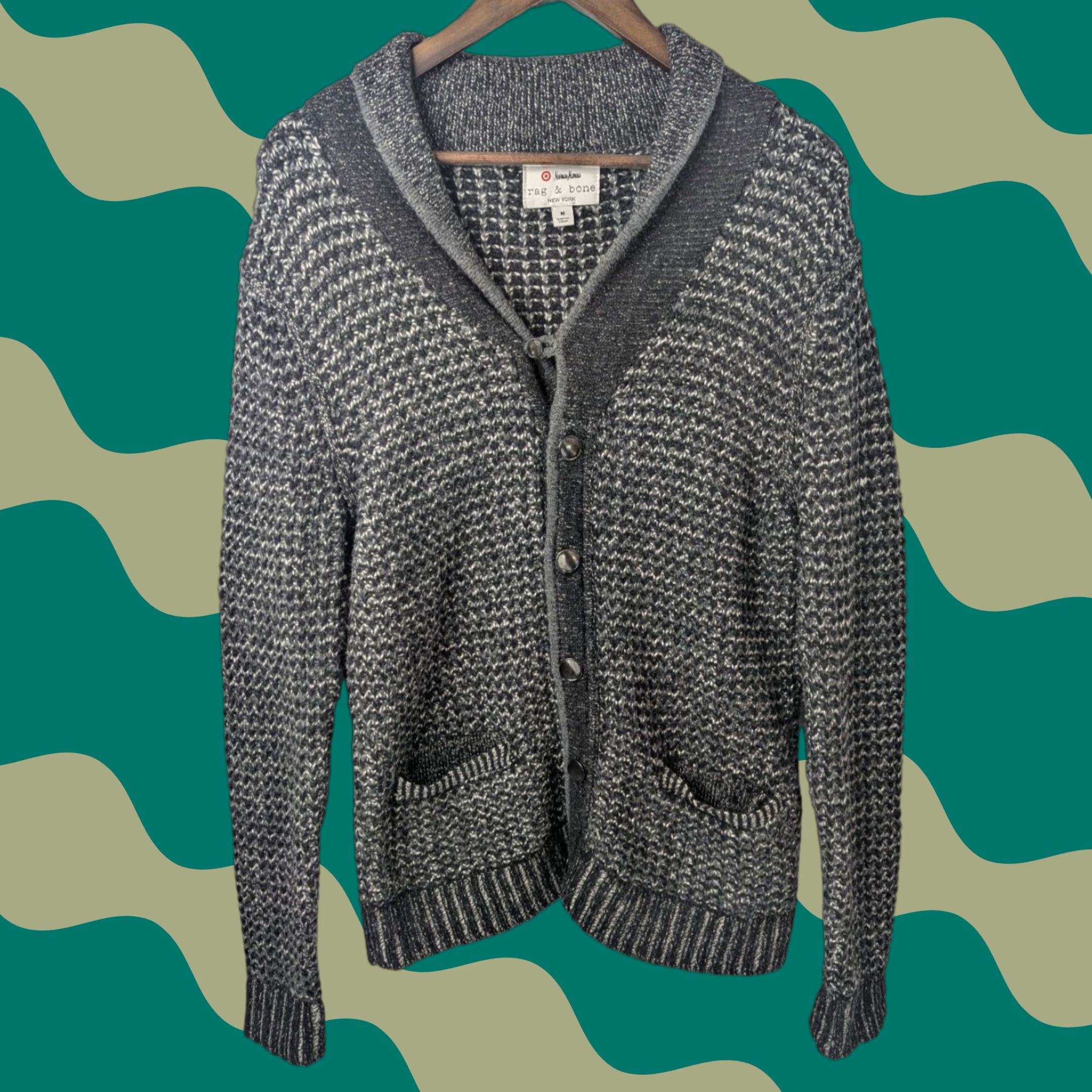 Rag & Bone rag & bone Cardigan Sweater Women M Wool Gray Long Sleeve Button Collared Knit Size M / US 6-8 / IT 42-44 - 1 Thumbnail